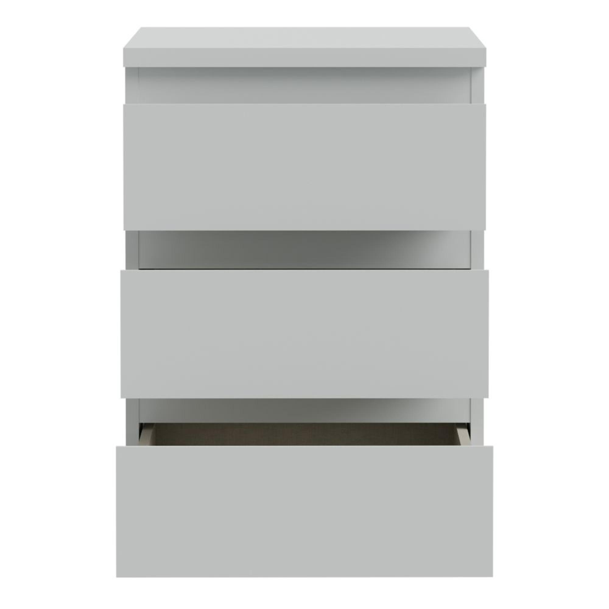 Edmore Bedside Cabinet - 3 Drawer - Light Grey
