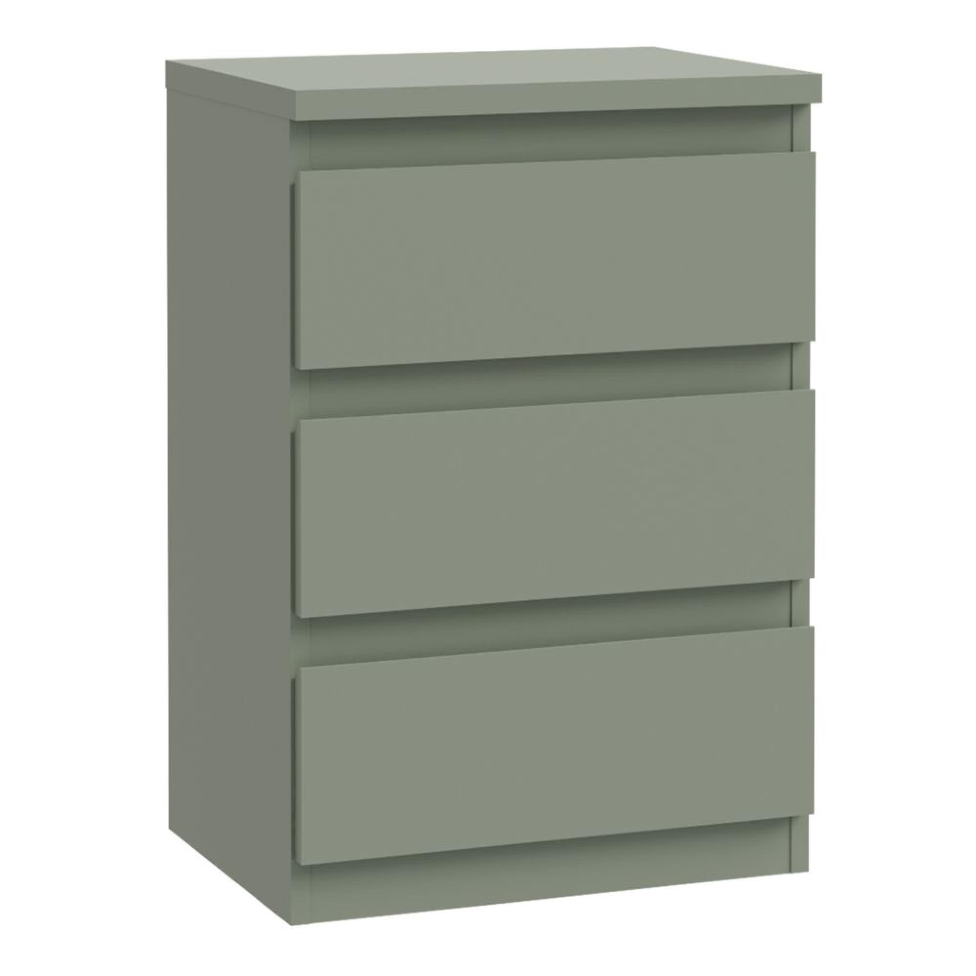 Edmore Bedside Cabinet - 3 Drawer - Sage Green