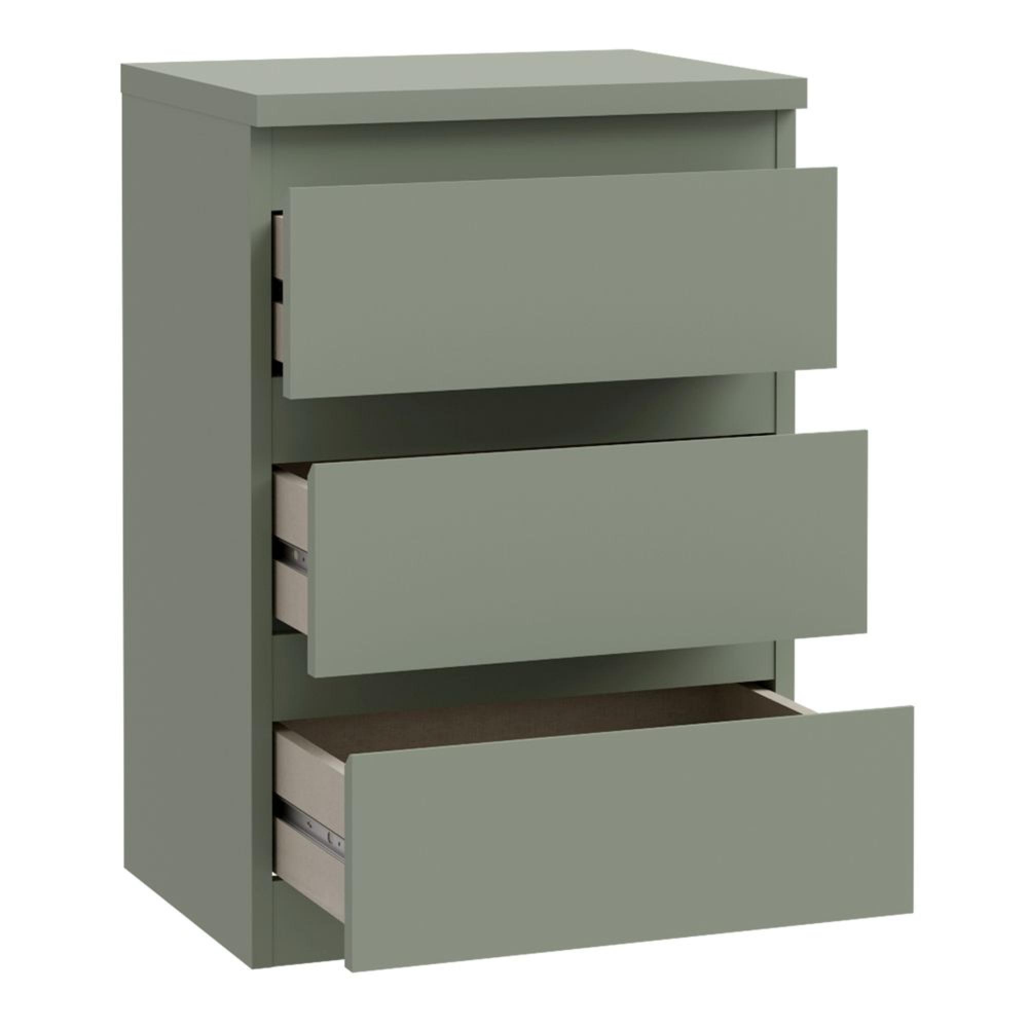 Edmore Bedside Cabinet - 3 Drawer - Sage Green
