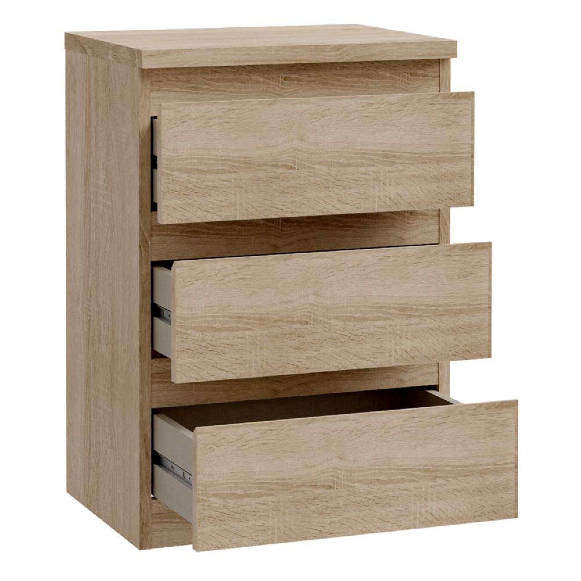Edmore Bedside Cabinet - 3 Drawer - Sonoma Oak