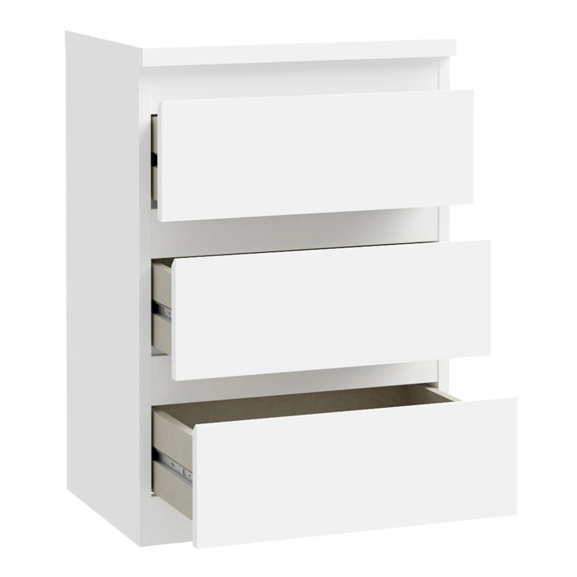 Edmore Bedside Cabinet - 3 Drawer - White