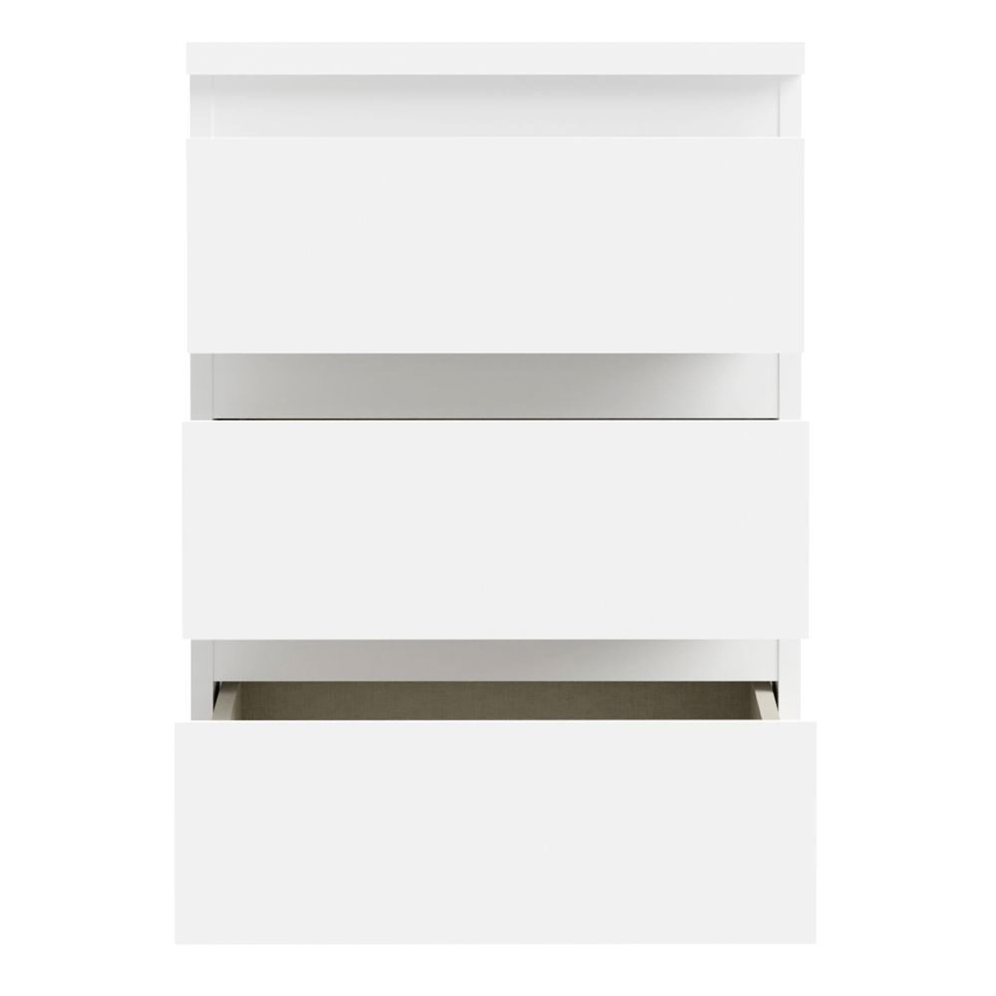 Edmore Bedside Cabinet - 3 Drawer - White