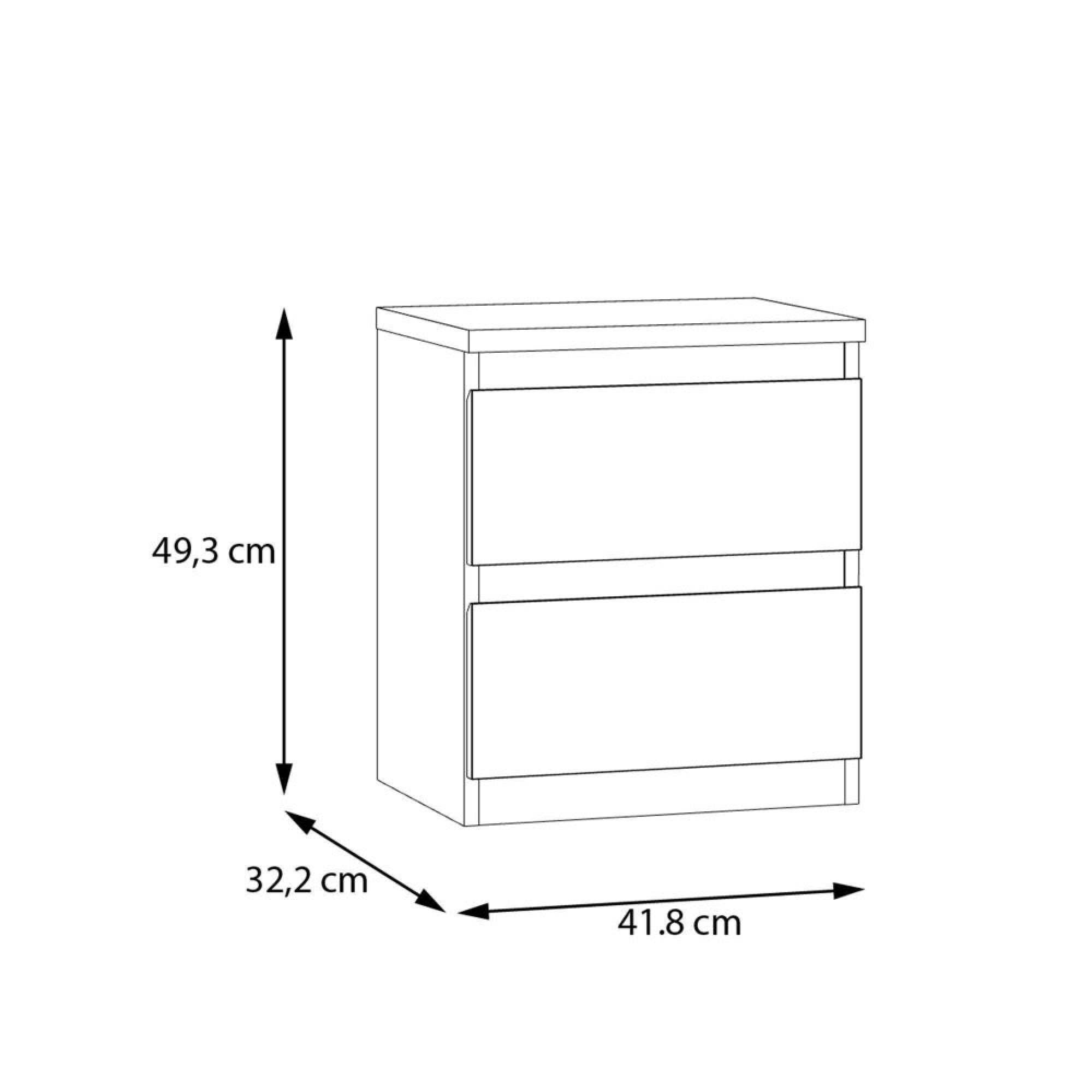 Edmore Bedside Cabinet - 2 Drawer - Light Grey