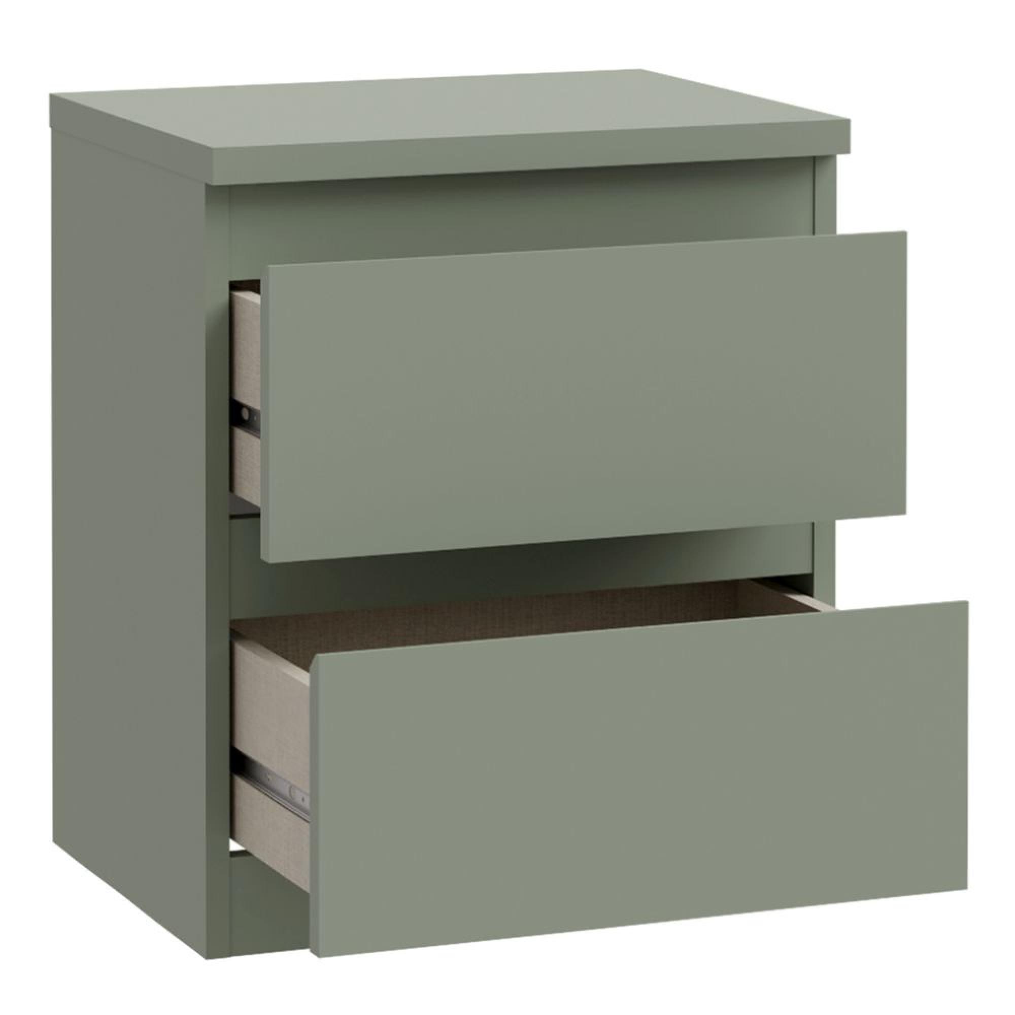 Edmore Bedside Cabinet - 2 Drawer - Sage Green