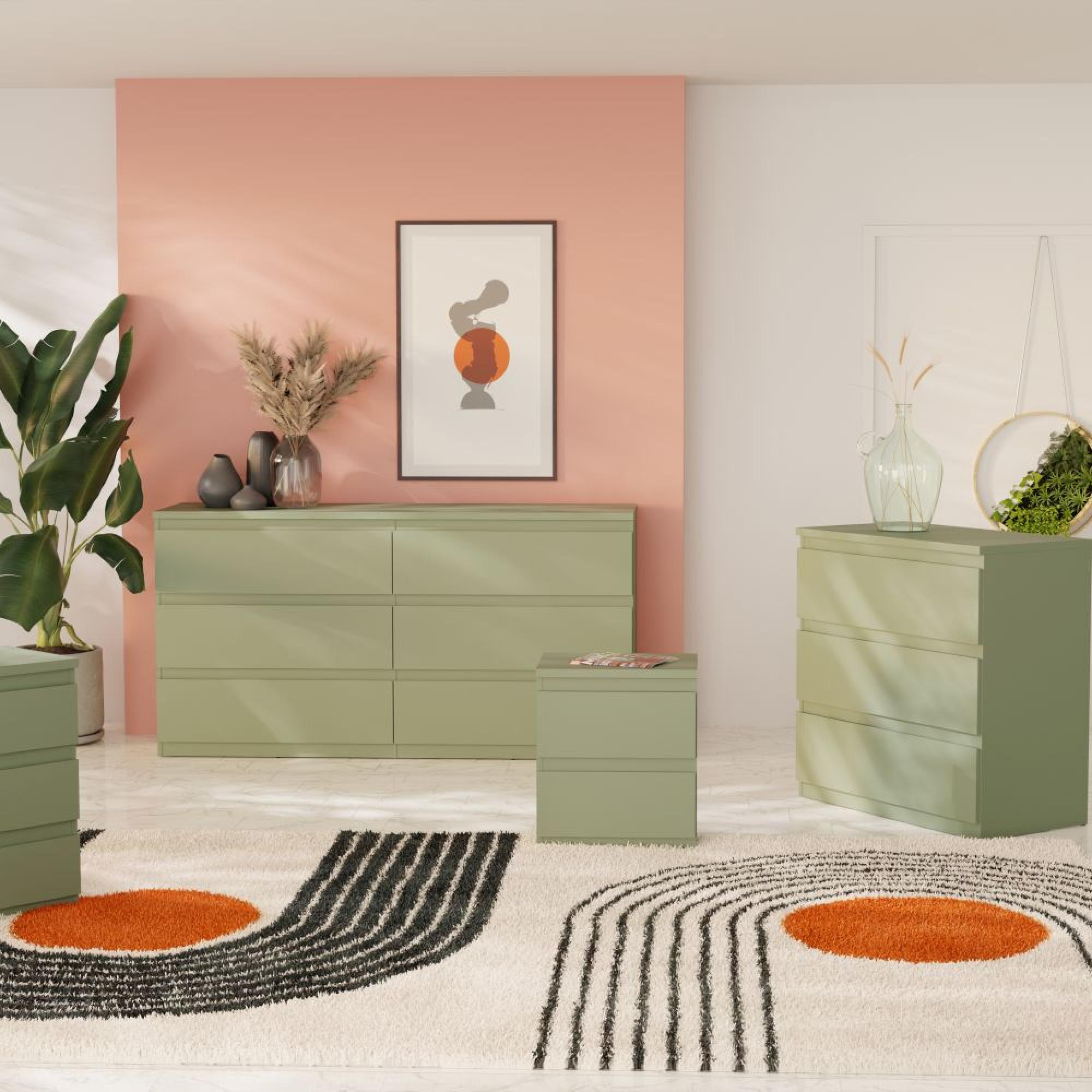 Edmore Bedside Cabinet - 2 Drawer - Sage Green