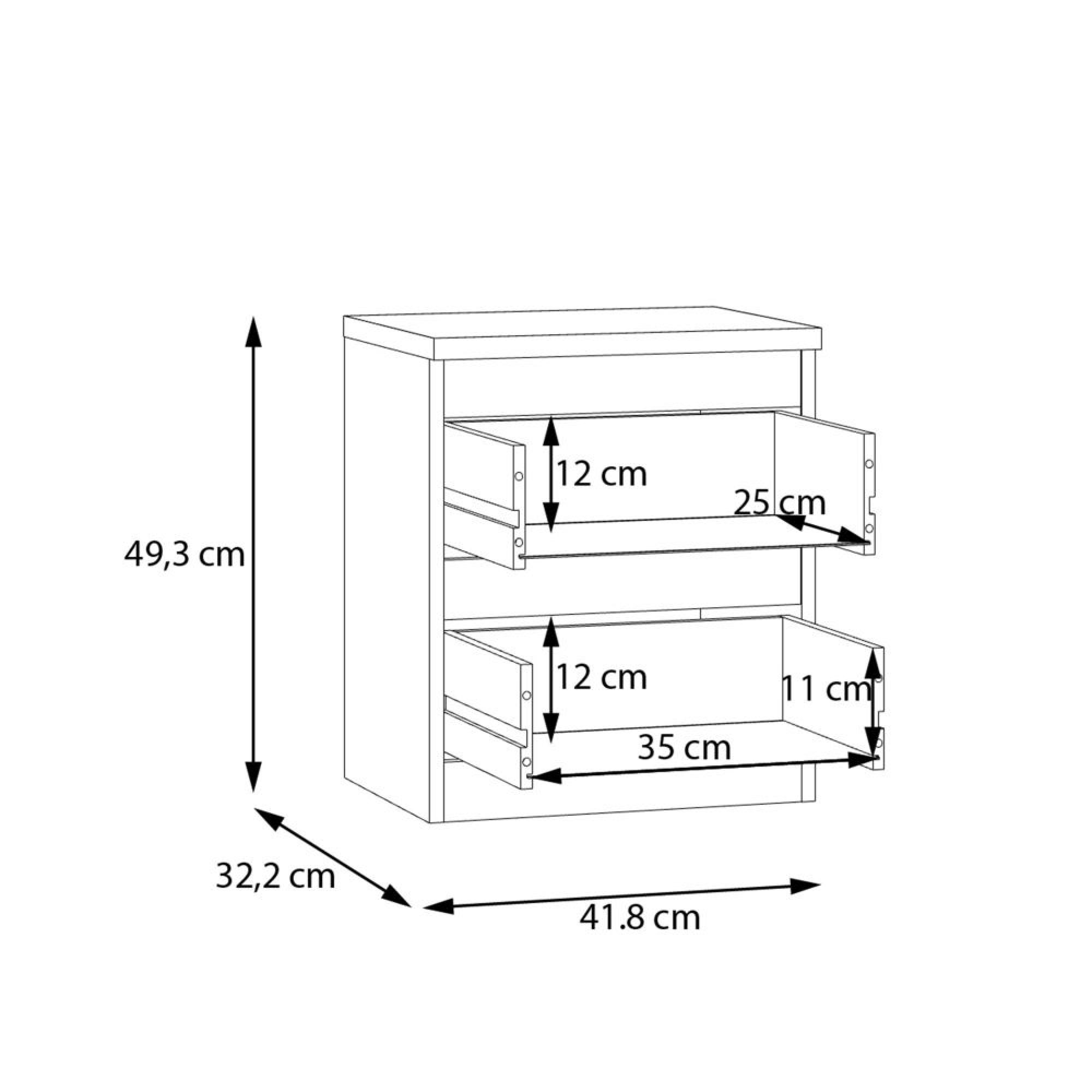 Edmore Bedside Cabinet - 2 Drawer - Sage Green