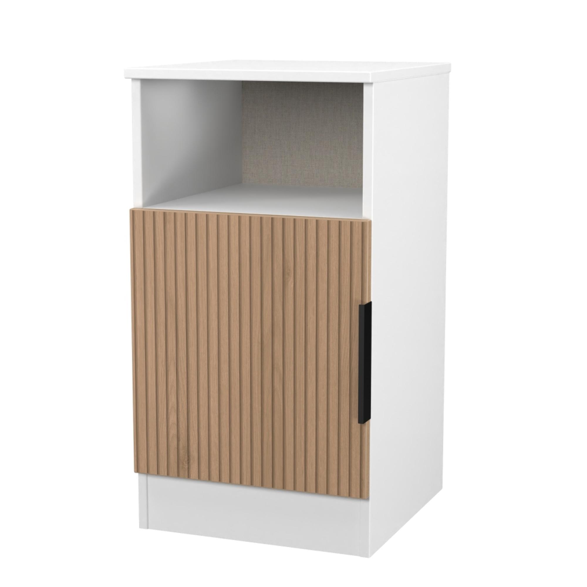 Java Fluted Bedside Cabinet - 1 Door - Natural and White