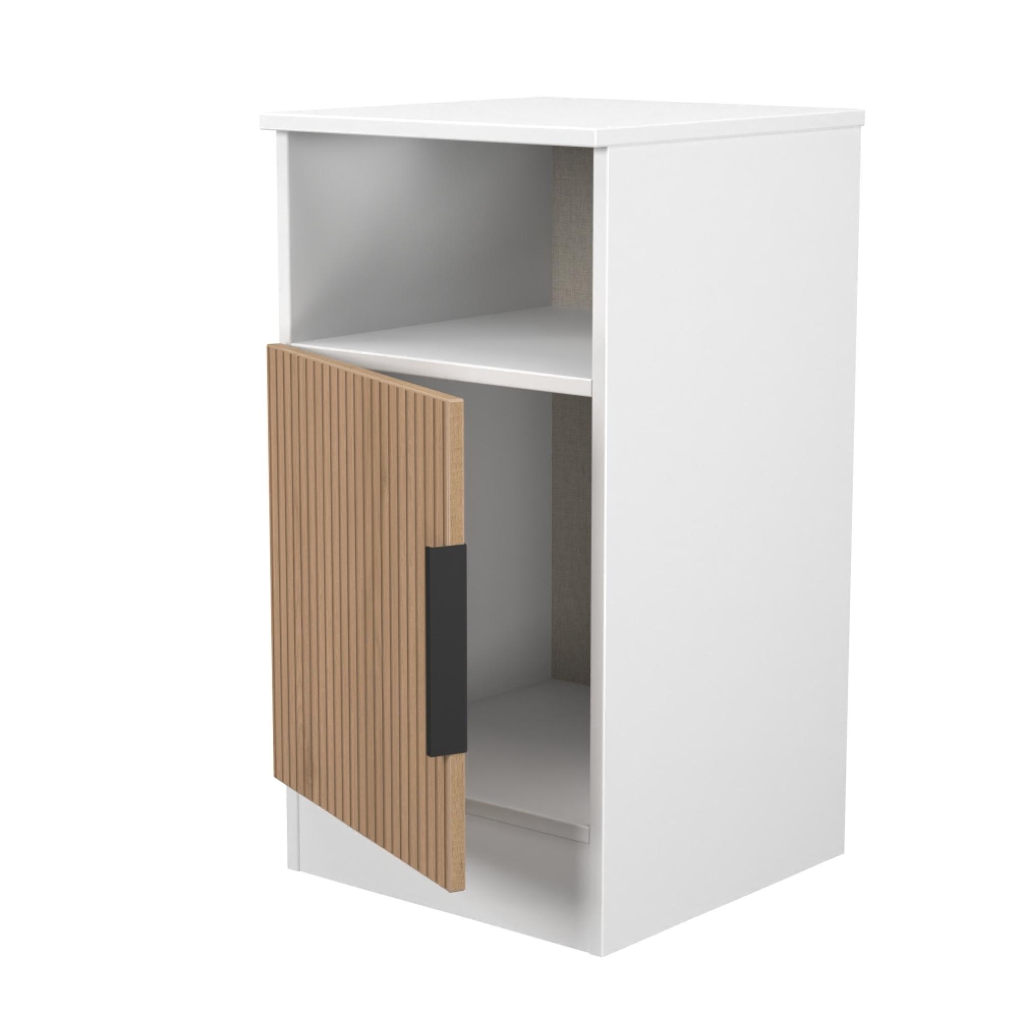 Java Fluted Bedside Cabinet - 1 Door - Natural and White