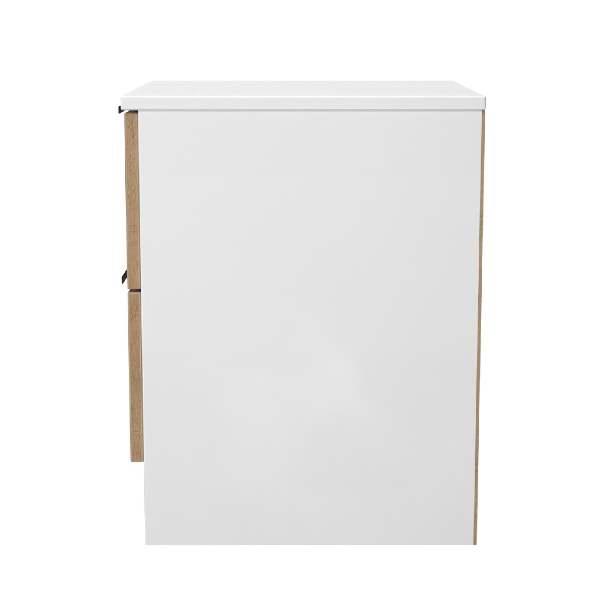 Java Fluted Bedside Cabinet - 2 Drawer - Natural and White