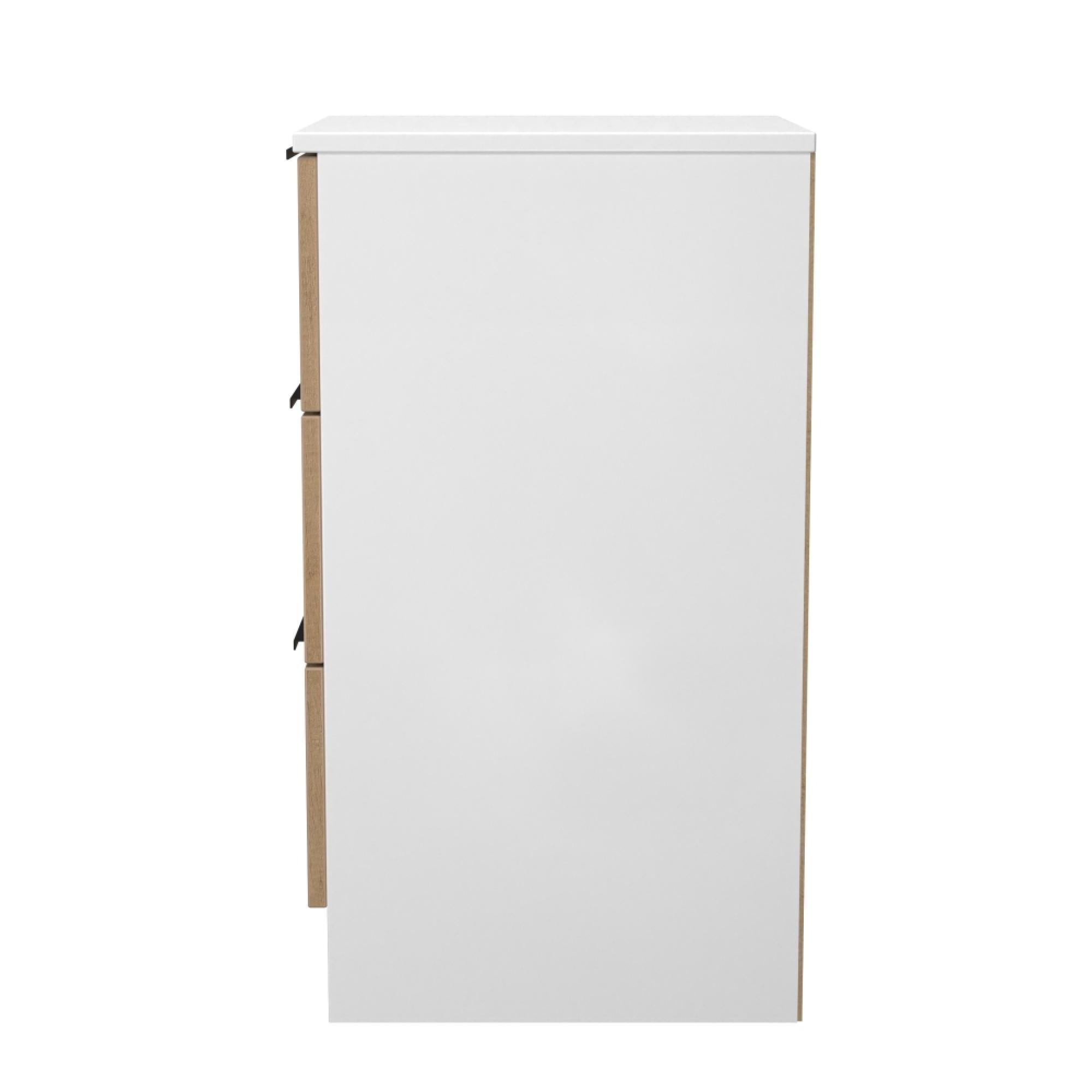 Java Fluted Bedside Cabinet - 3 Drawer - Natural and White