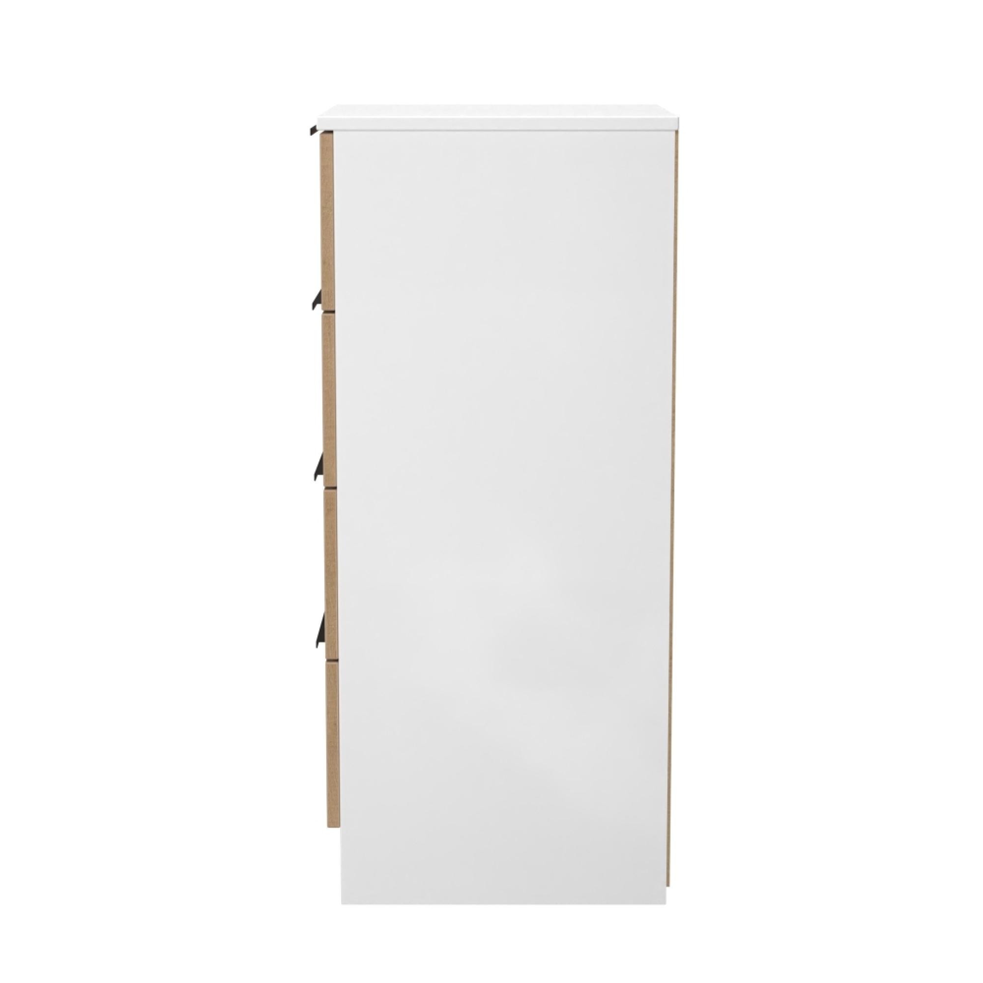 Java Fluted Bedside Cabinet - 4 Drawer - Natural and White