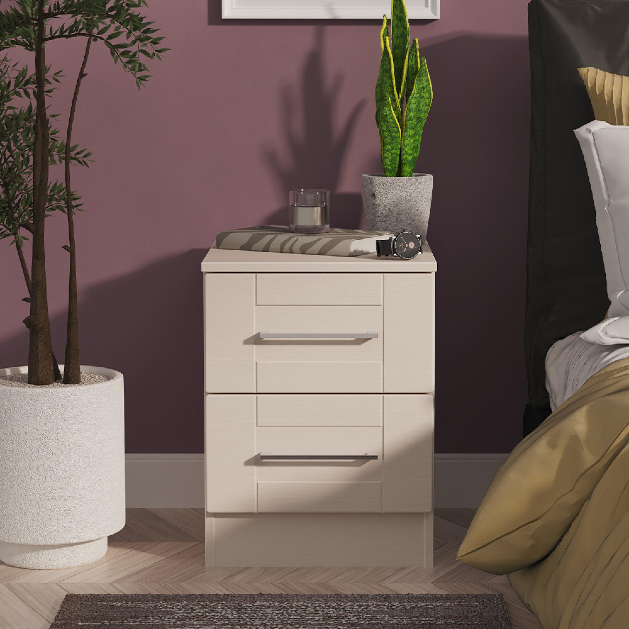York Bedside Cabinet - 2 Drawer - Cashmere