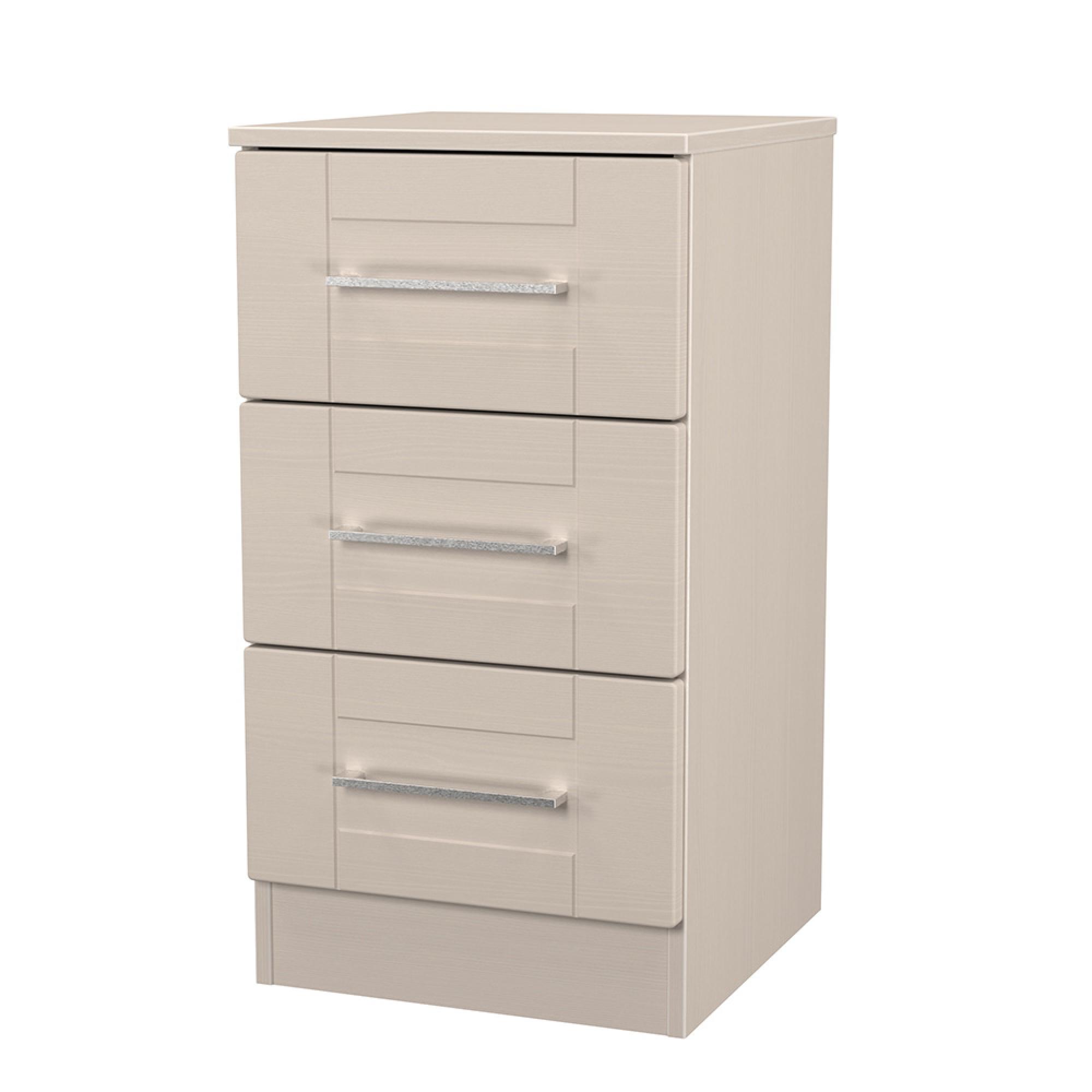 York Bedside Cabinet - 3 Drawer - Cashmere