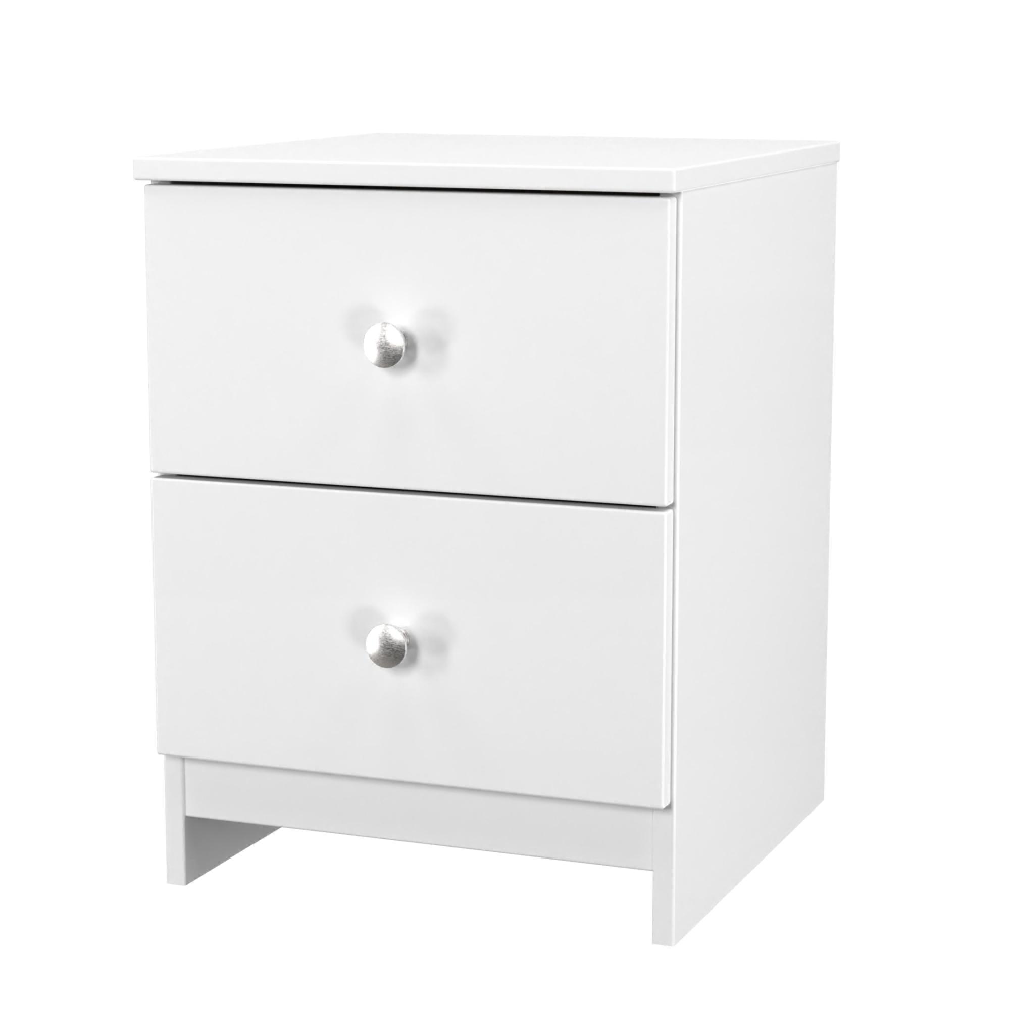 Yarmouth Bedside Cabinet - 2 Drawer - White Matt