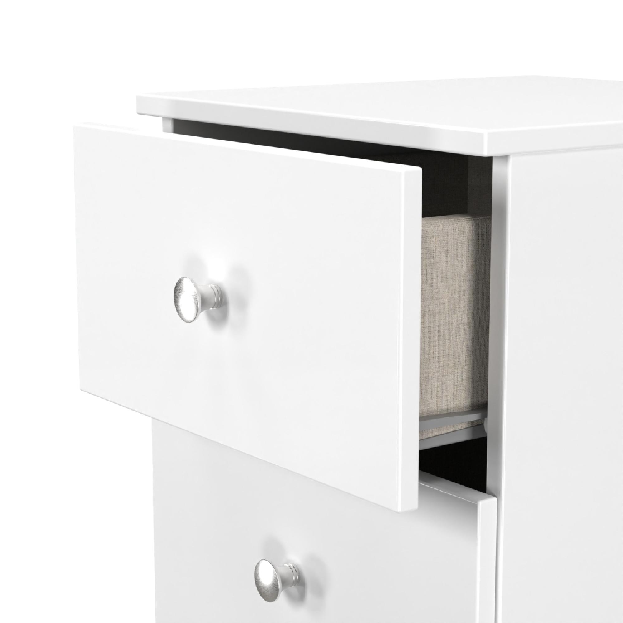 Yarmouth Bedside Cabinet - 2 Drawer - White Matt