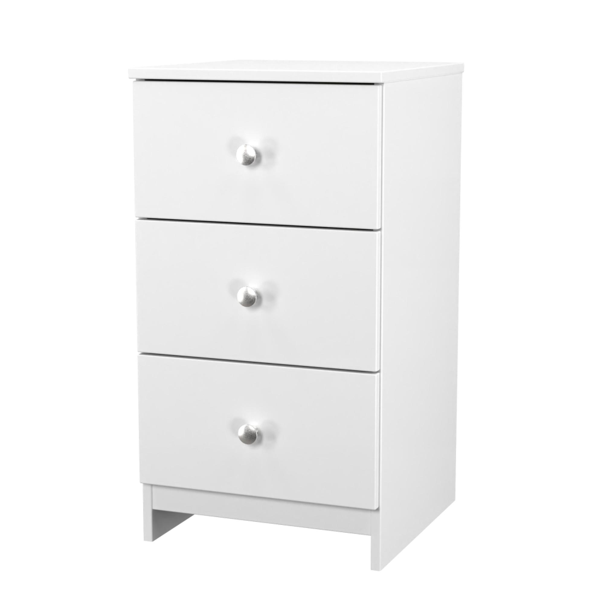 Yarmouth Bedside Cabinet - 3 Drawer - White Matt