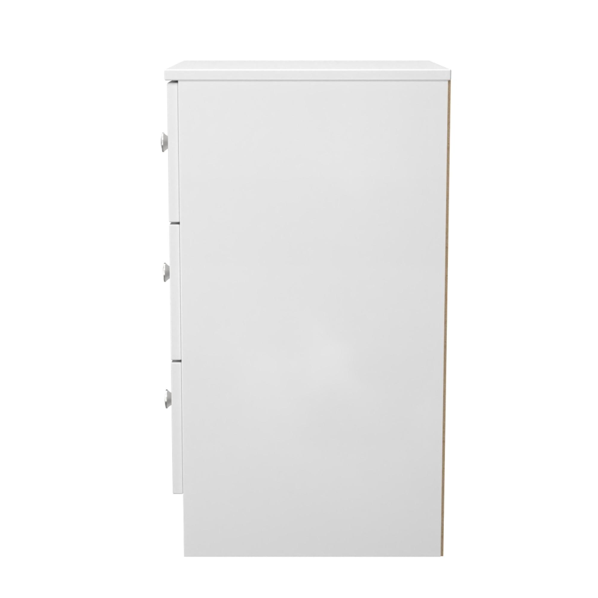 Yarmouth Bedside Cabinet - 3 Drawer - White Matt