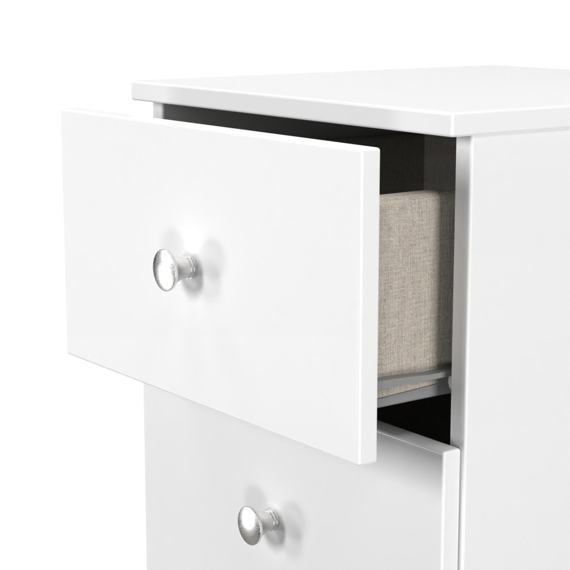 Yarmouth Bedside Cabinet - 3 Drawer - White Matt