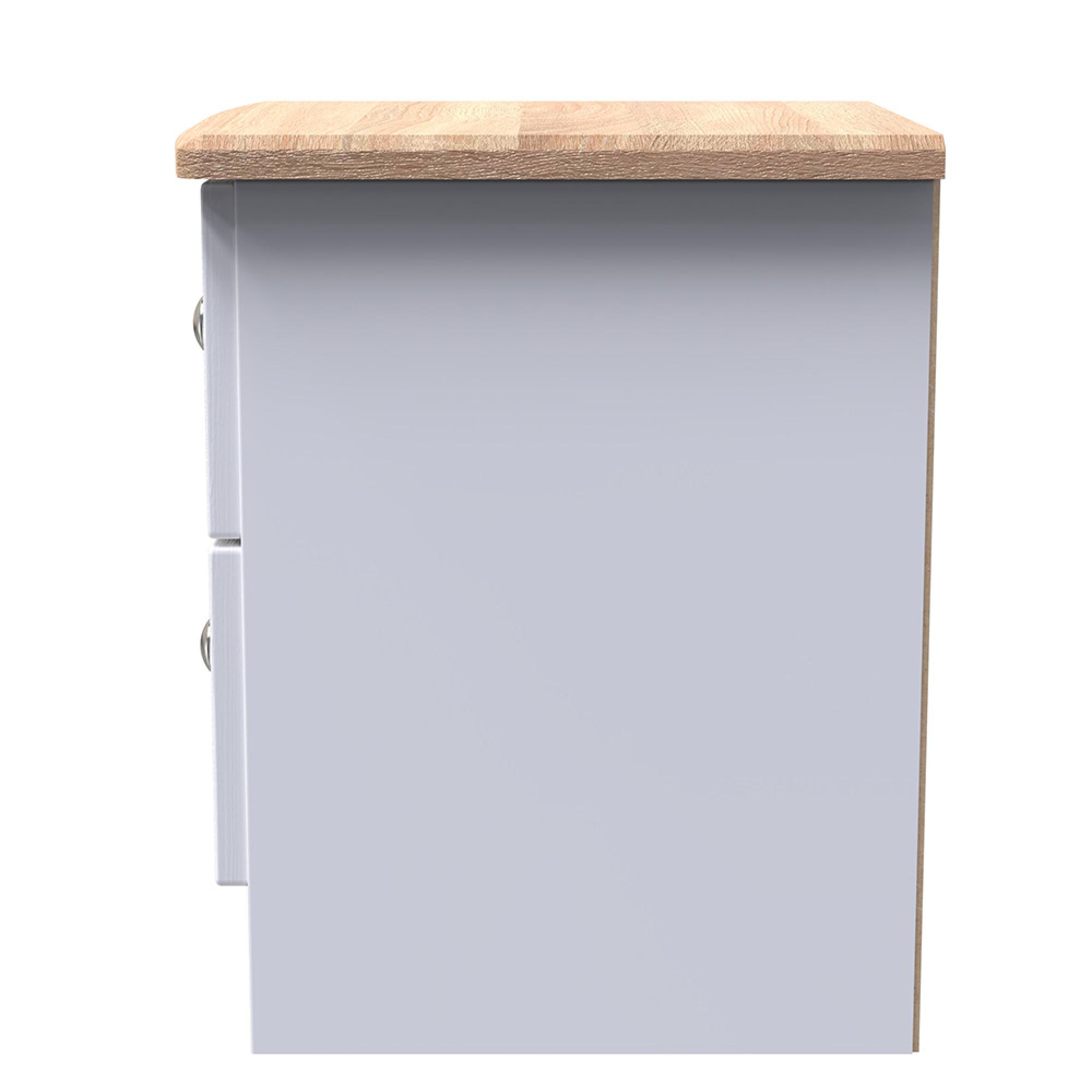 Sussex Bedside Cabinet - 2 Drawer - White and Oak