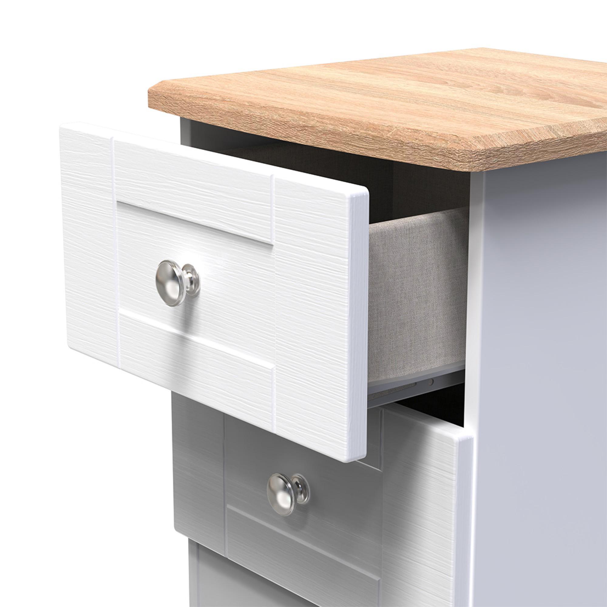 Sussex Bedside Cabinet - 2 Drawer - White and Oak