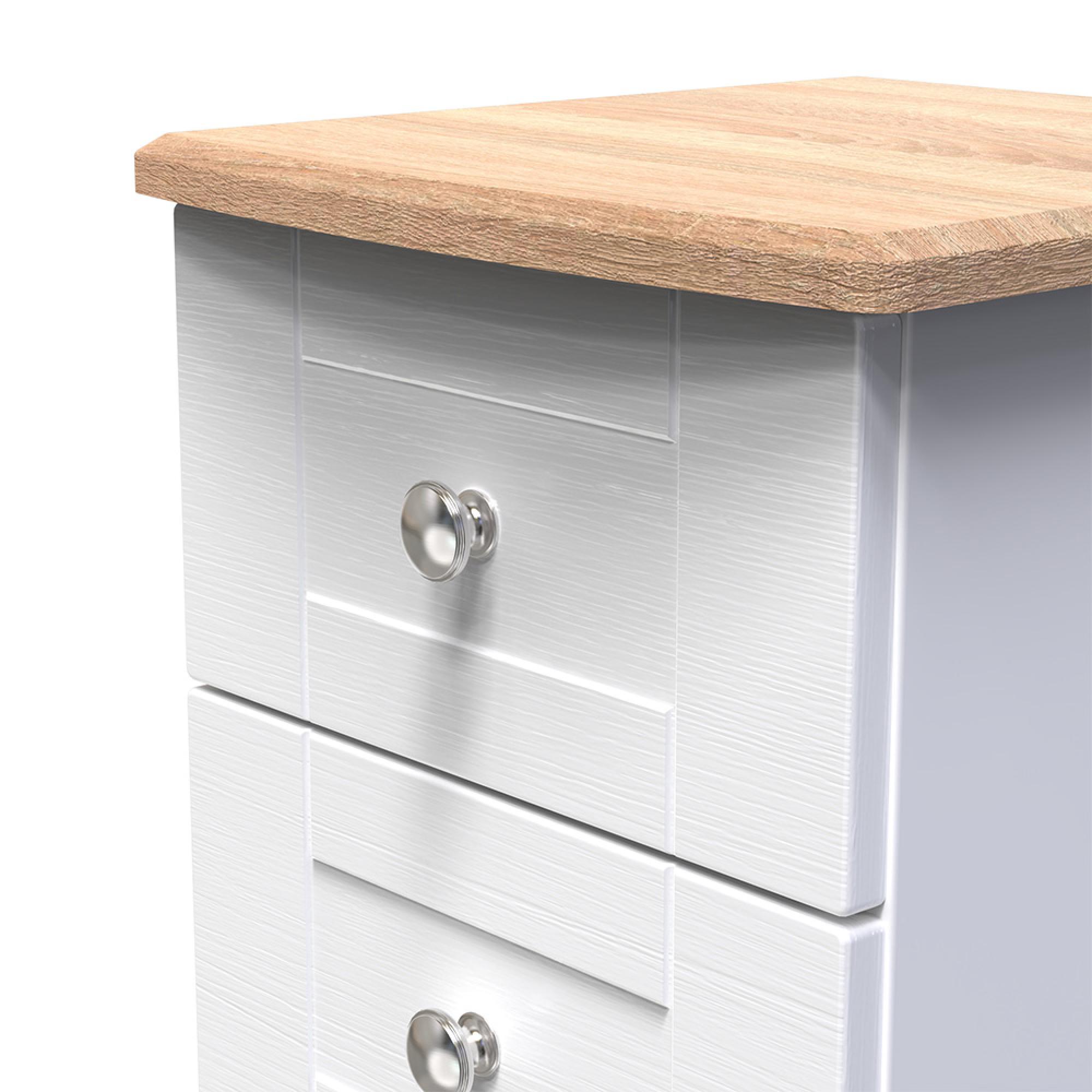 Sussex Bedside Cabinet - 2 Drawer - White and Oak