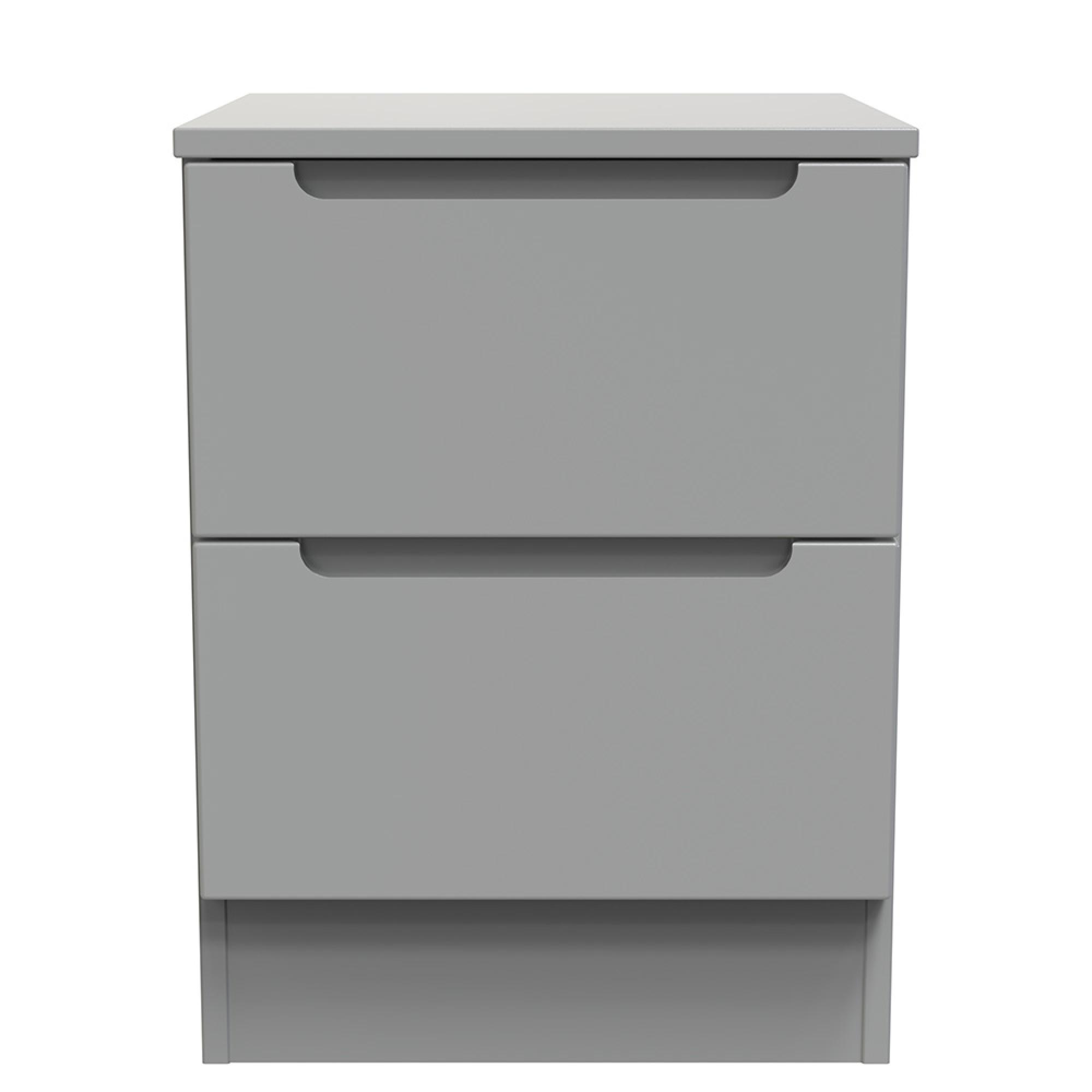 Milan Bedside Cabinet - 2 Drawer - Grey