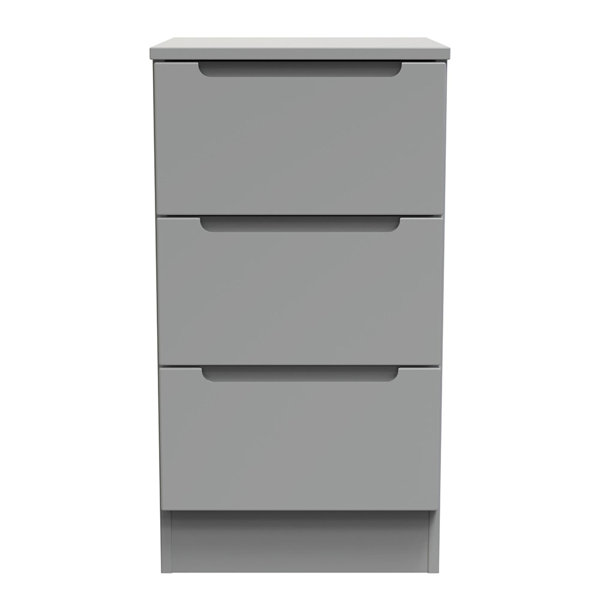 Milan Bedside Cabinet - 3 Drawer - Grey