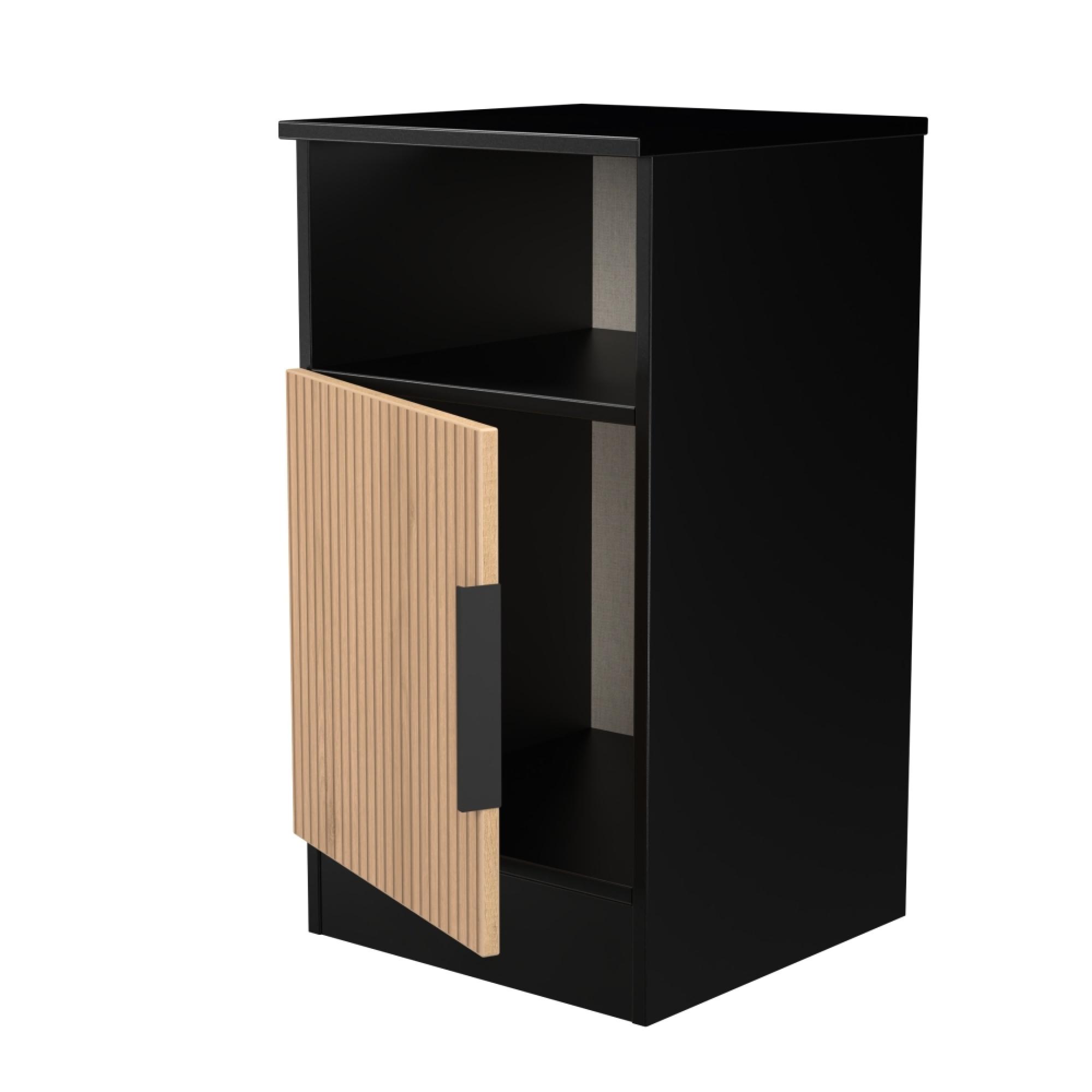 Java Fluted Bedside Cabinet - 1 Door - Natural and Black