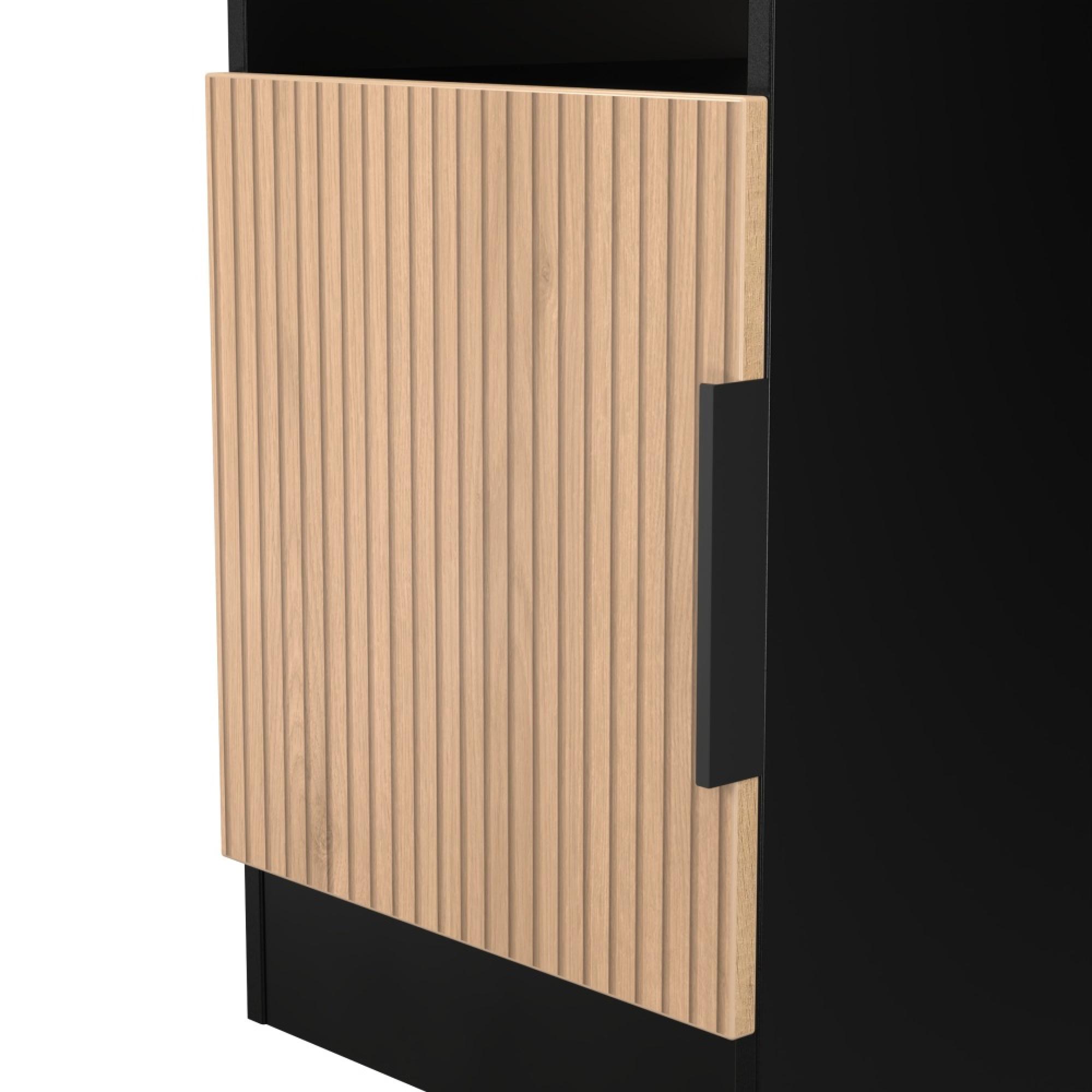 Java Fluted Bedside Cabinet - 1 Door - Natural and Black