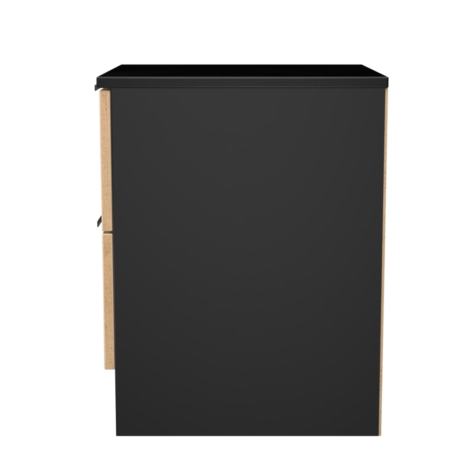 Java Fluted Bedside Cabinet - 2 Drawer - Natural and Black