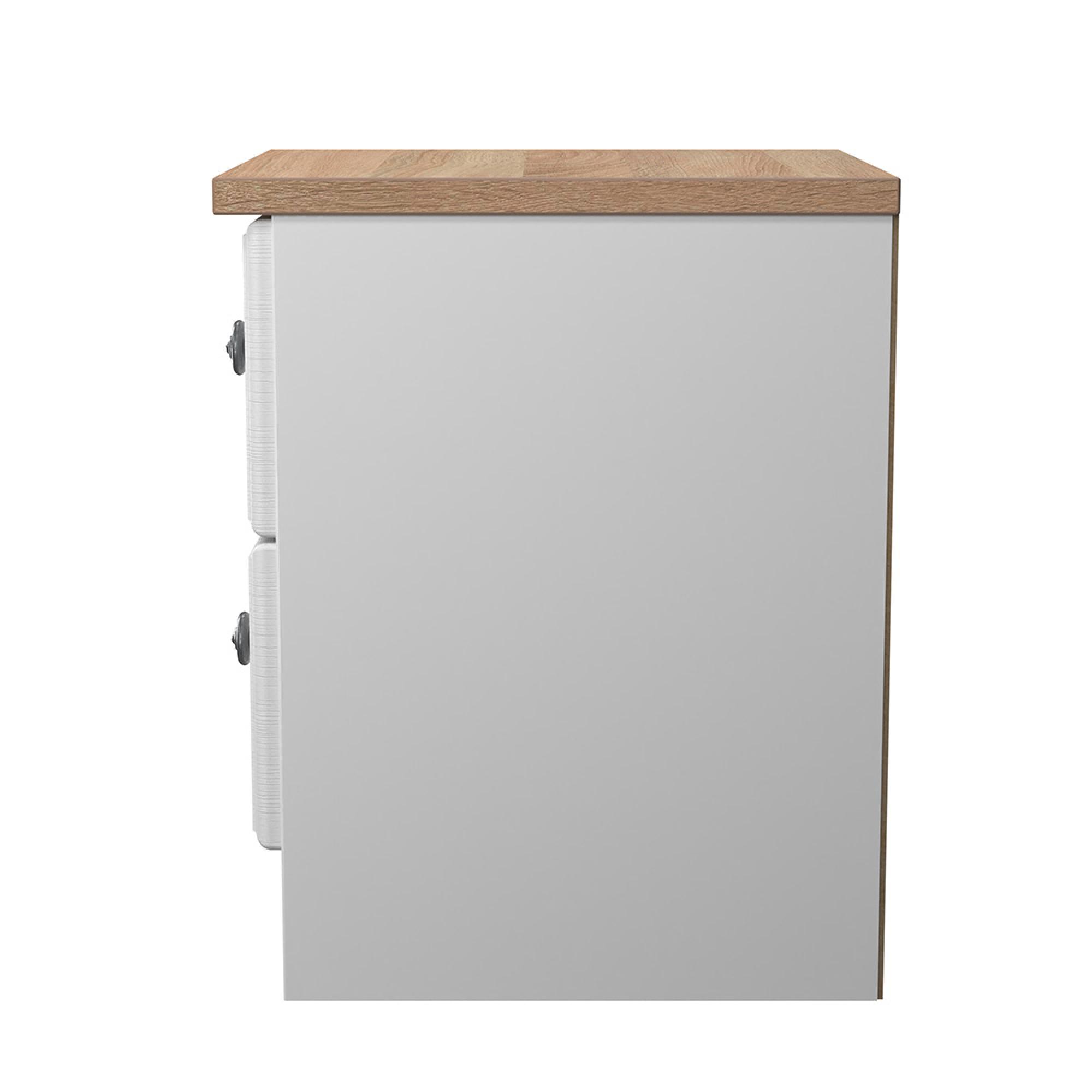 Norfolk Bedside Cabinet - 2 Drawer - White and Oak