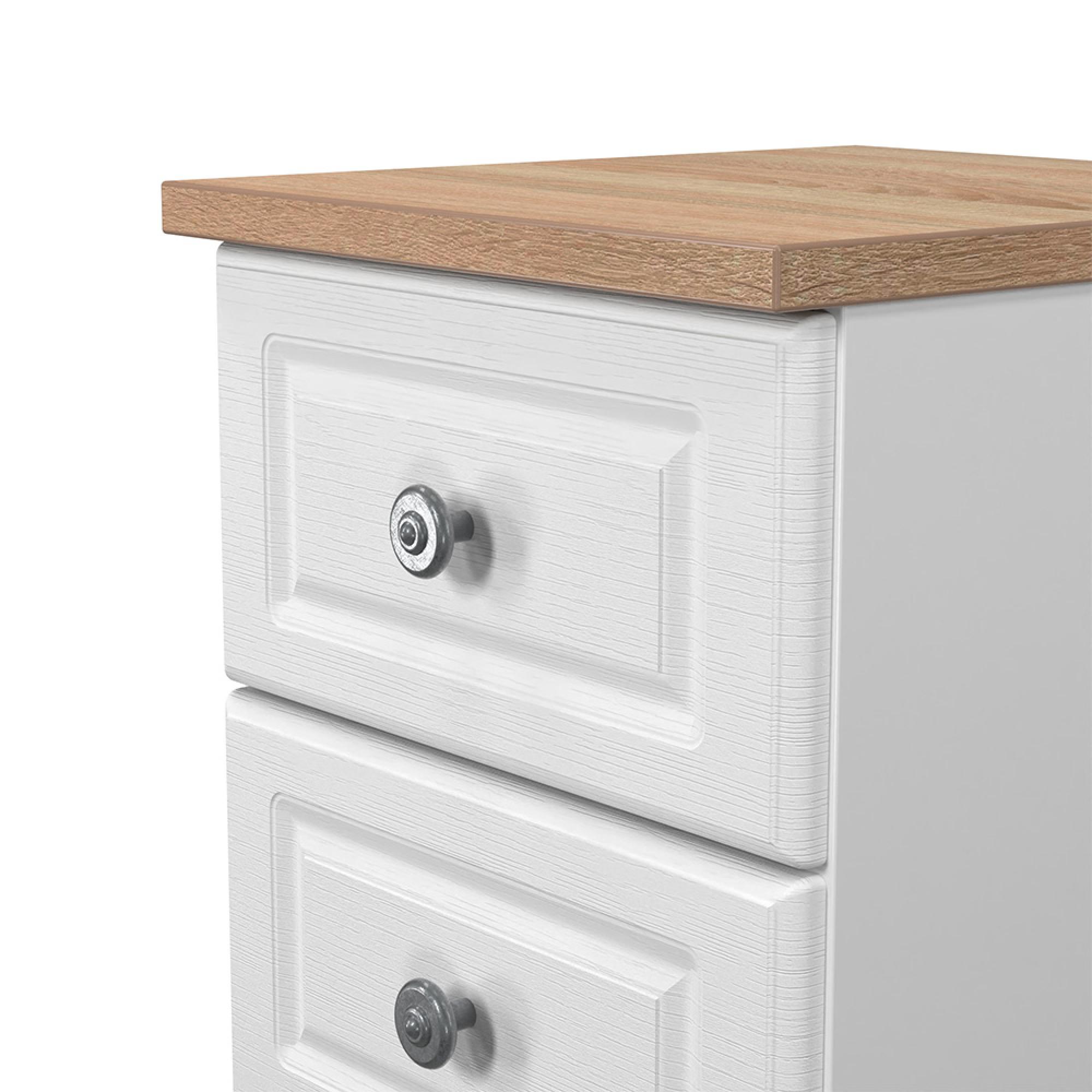 Norfolk Bedside Cabinet - 2 Drawer - White and Oak