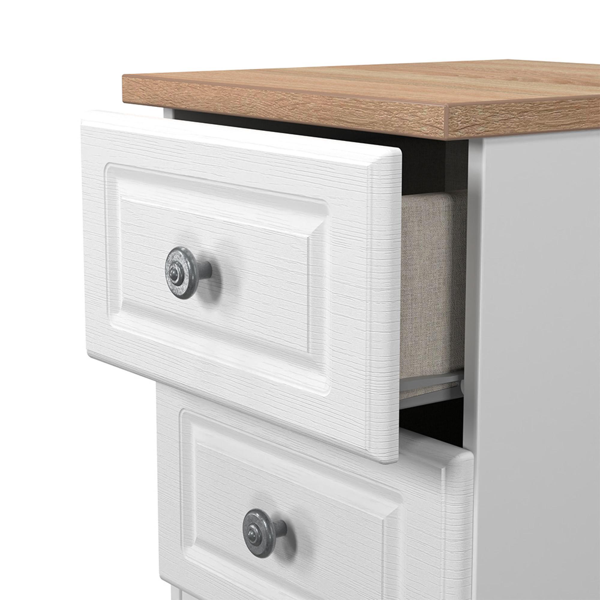 Norfolk Bedside Cabinet - 2 Drawer - White and Oak