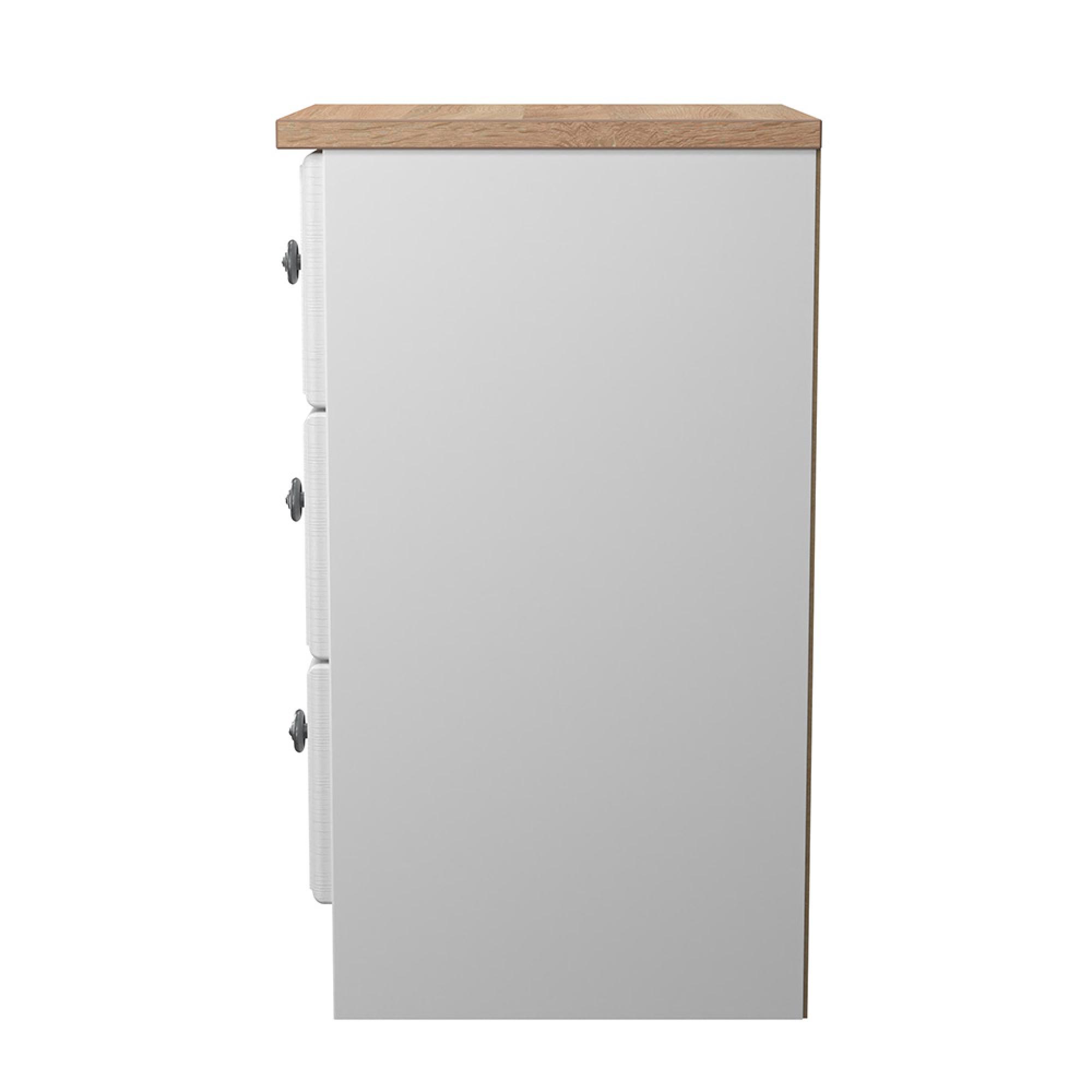 Norfolk Bedside Cabinet - 3 Drawer - White and Oak