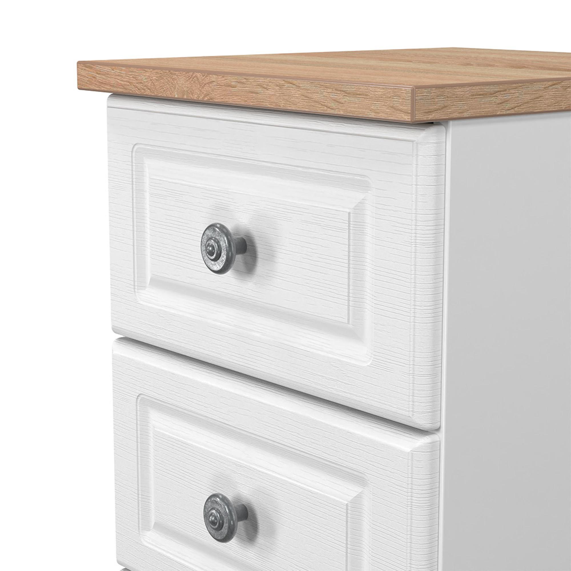Norfolk Bedside Cabinet - 3 Drawer - White and Oak