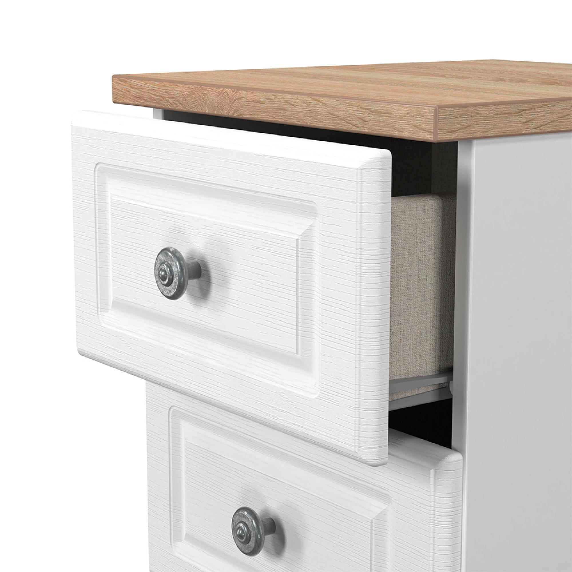 Norfolk Bedside Cabinet - 3 Drawer - White and Oak