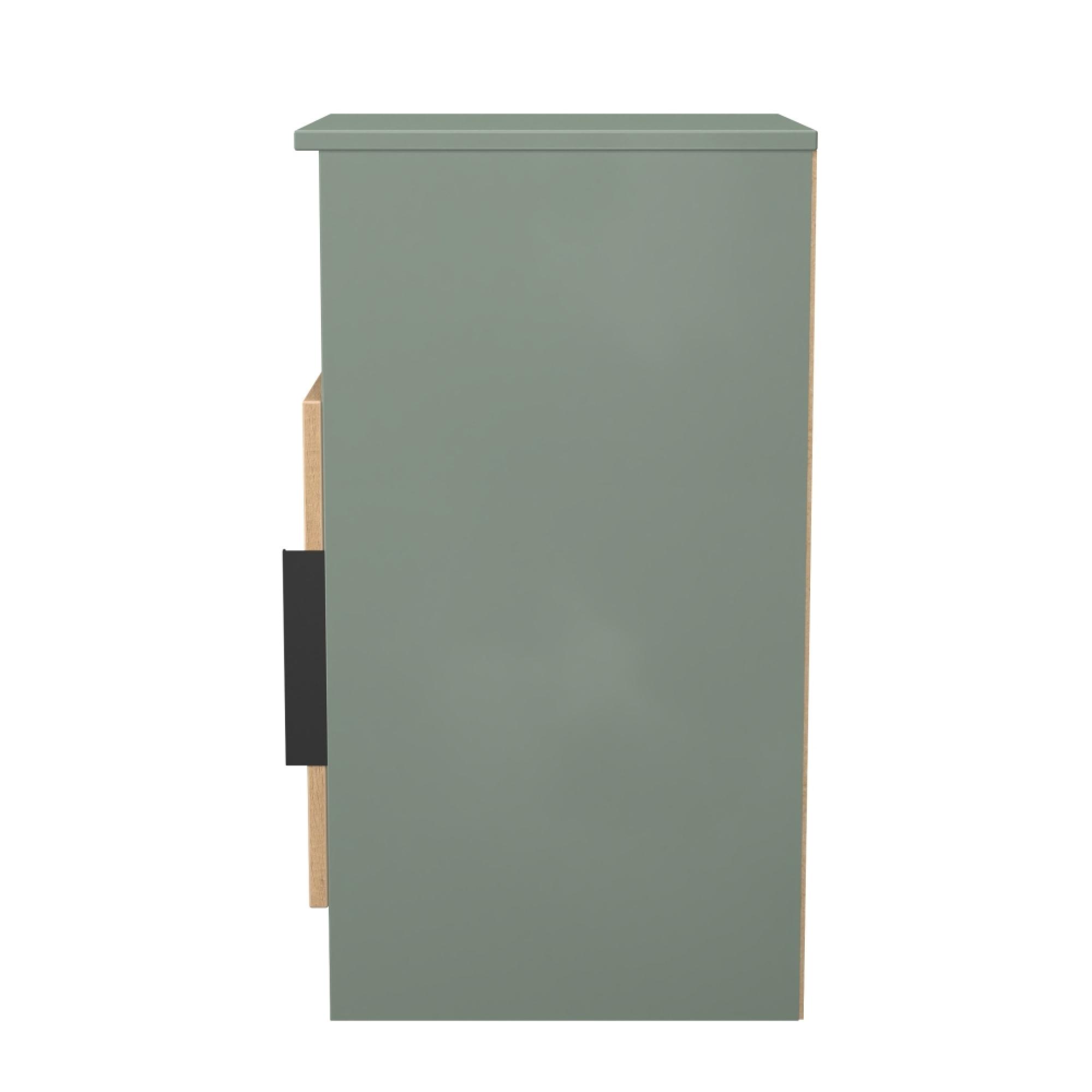 Java Fluted Bedside Cabinet - 1 Door - Natural and Reed Green