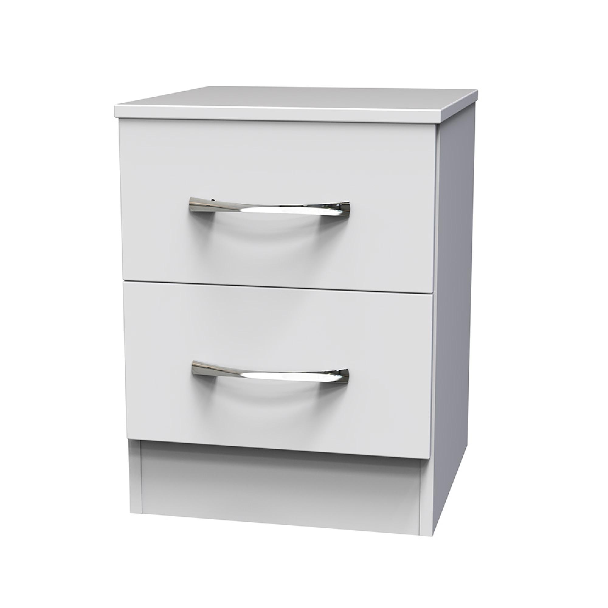 Avon Bedside Cabinet - 2 Drawer - White