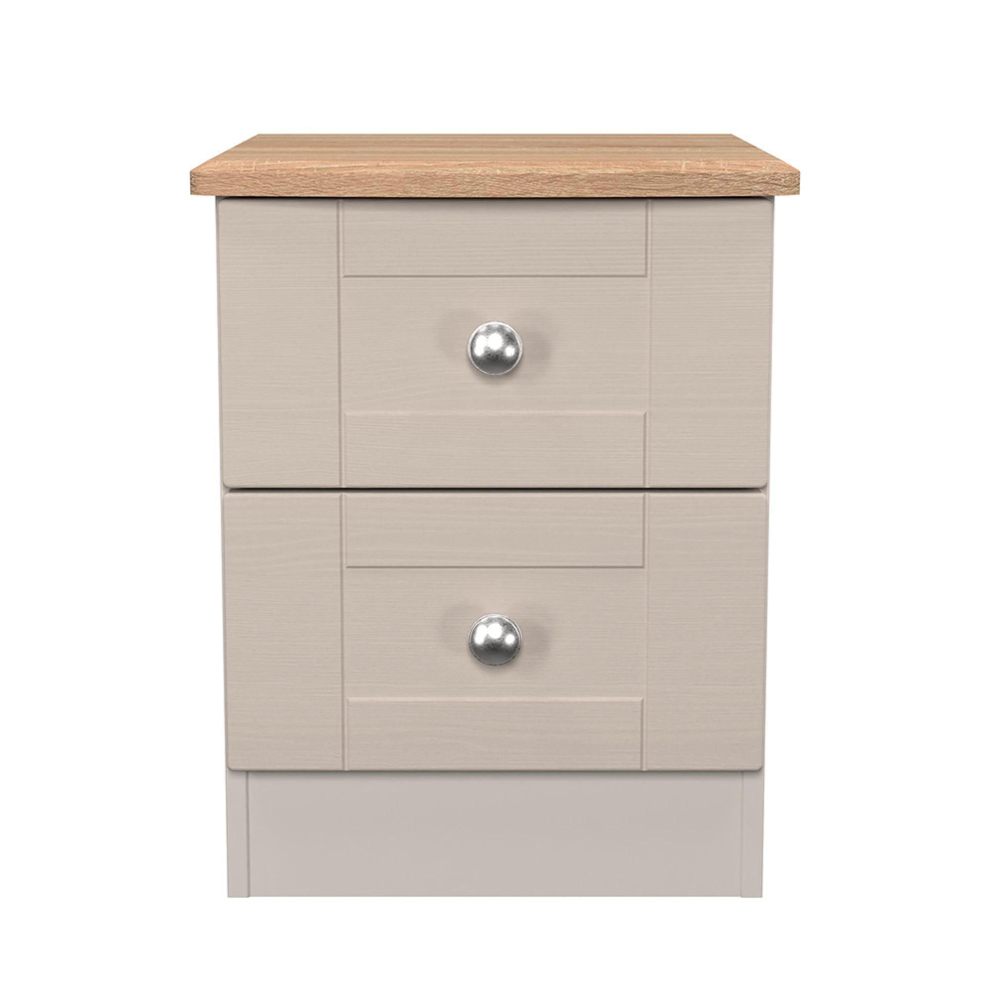 Sussex Bedside Cabinet - 2 Drawer - Cashmere and Oak