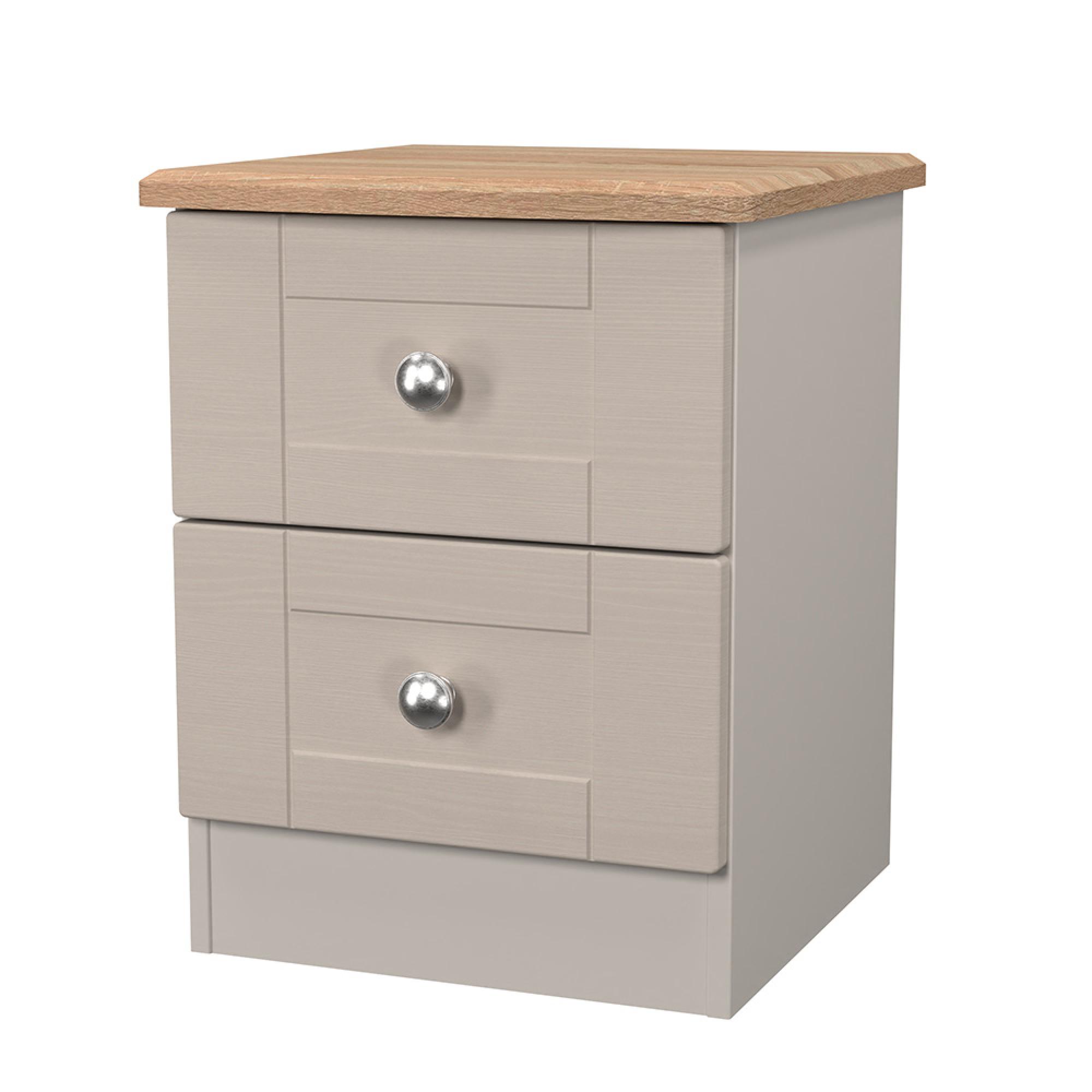Sussex Bedside Cabinet - 2 Drawer - Cashmere and Oak