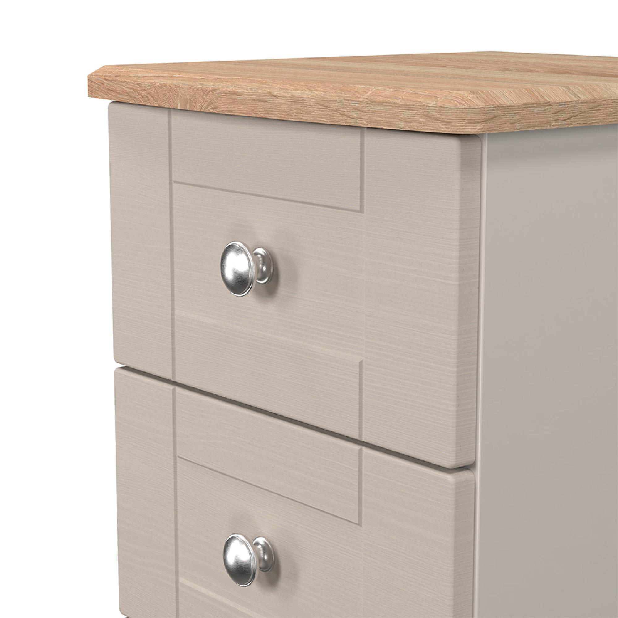 Sussex Bedside Cabinet - 3 Drawer - Cashmere and Oak