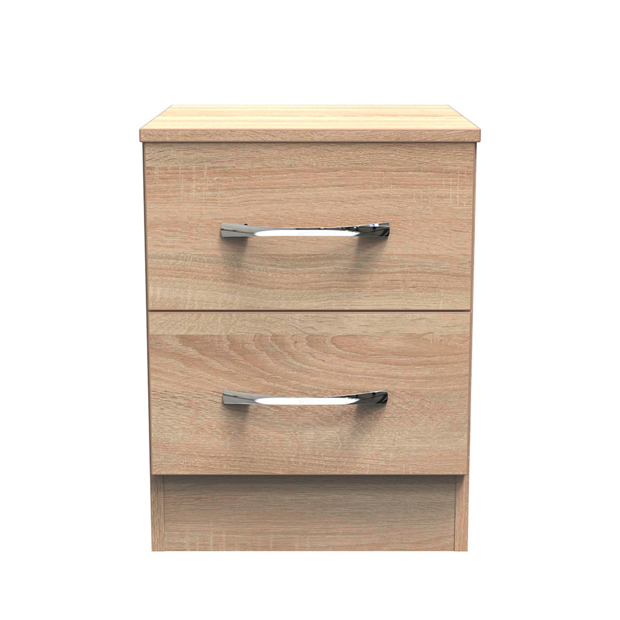 Avon Bedside Cabinet - 2 Drawer - Oak