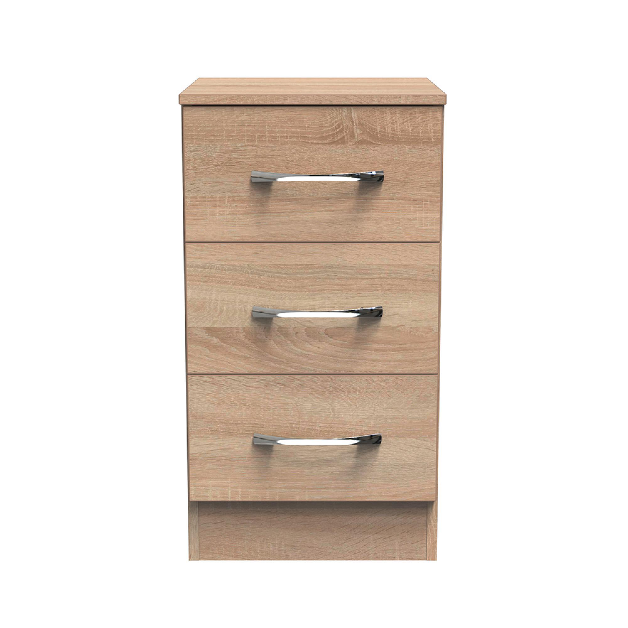 Avon Bedside Cabinet - 3 Drawer - Oak