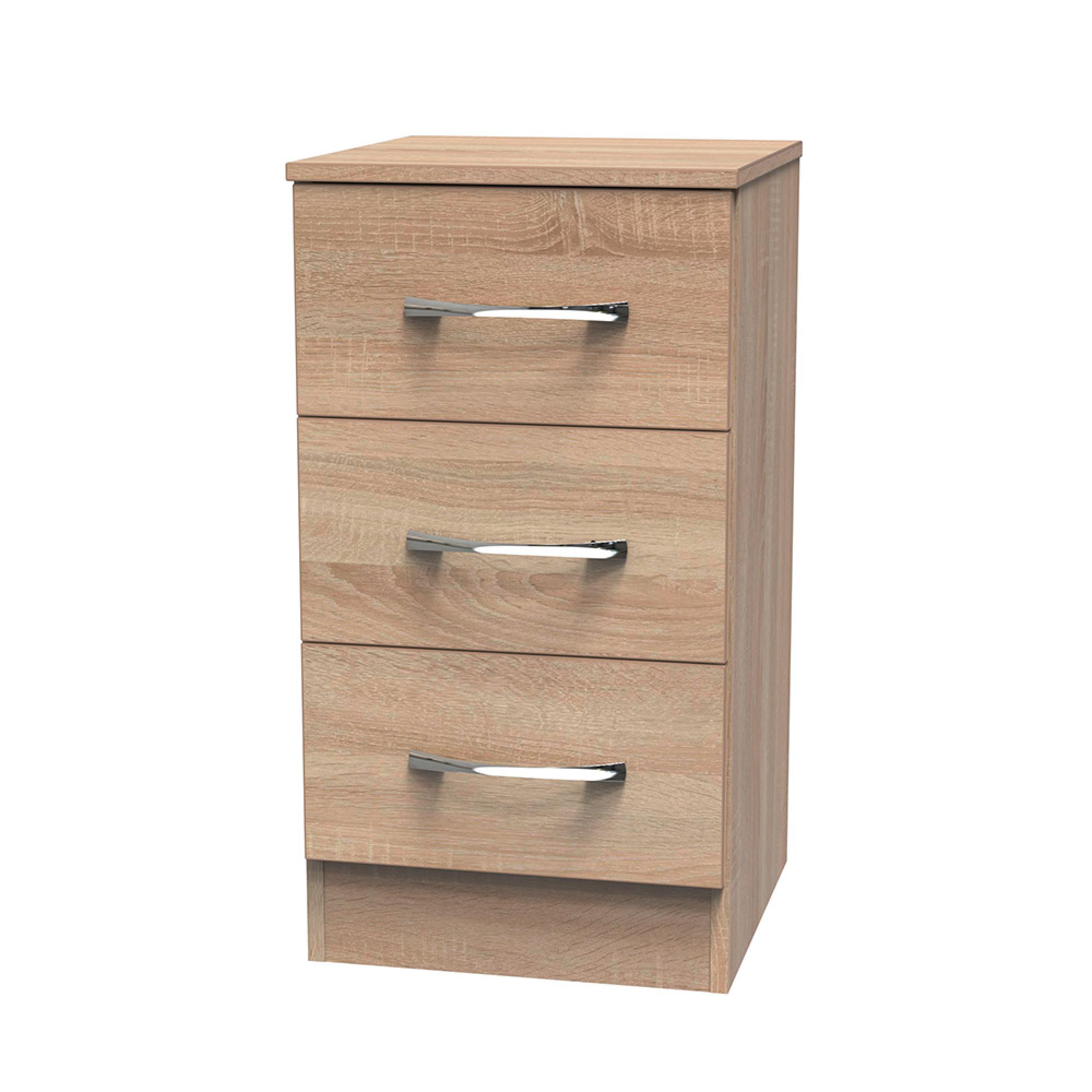 Avon Bedside Cabinet - 3 Drawer - Oak