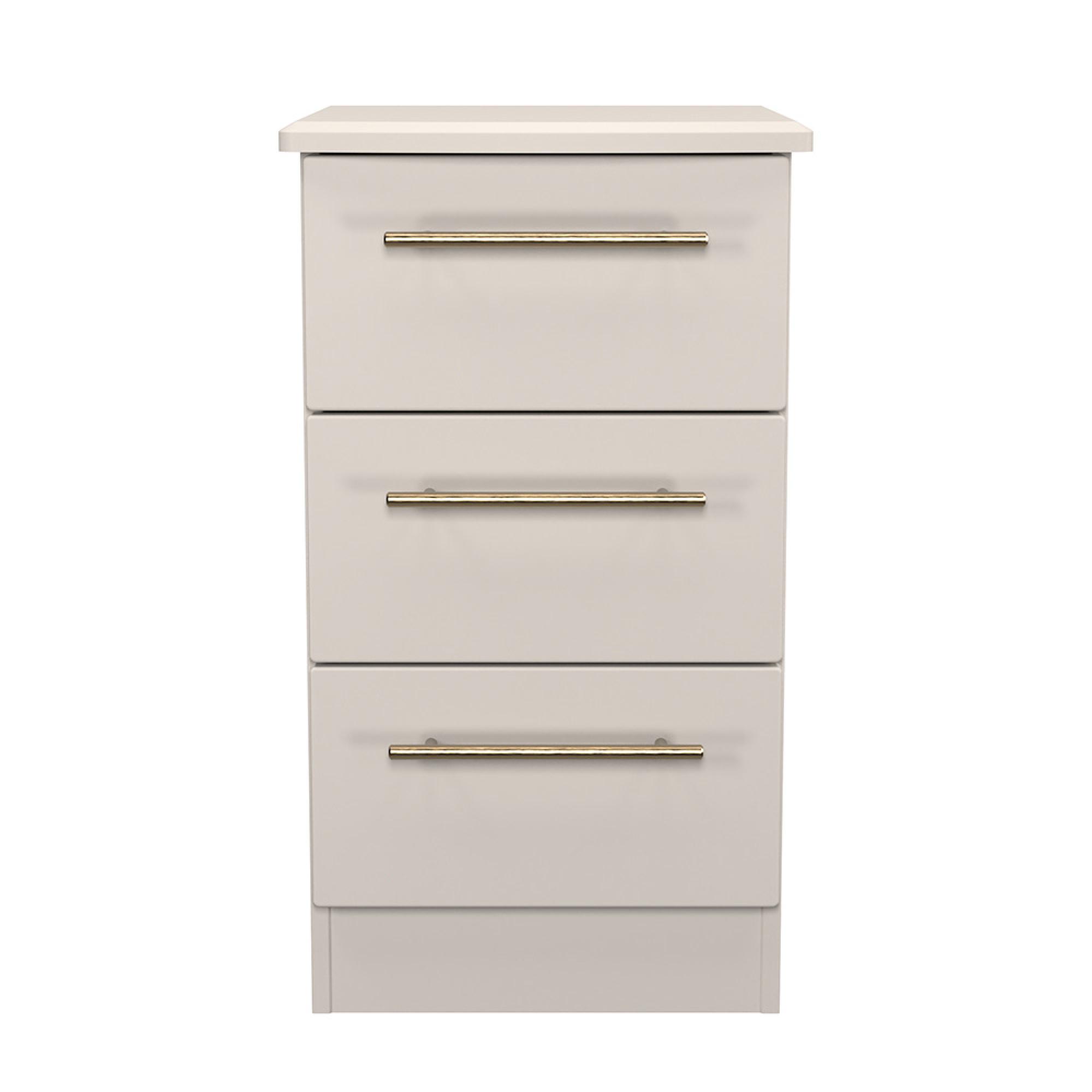 Haworth Bedside Cabinet - 3 Drawer - Cashmere