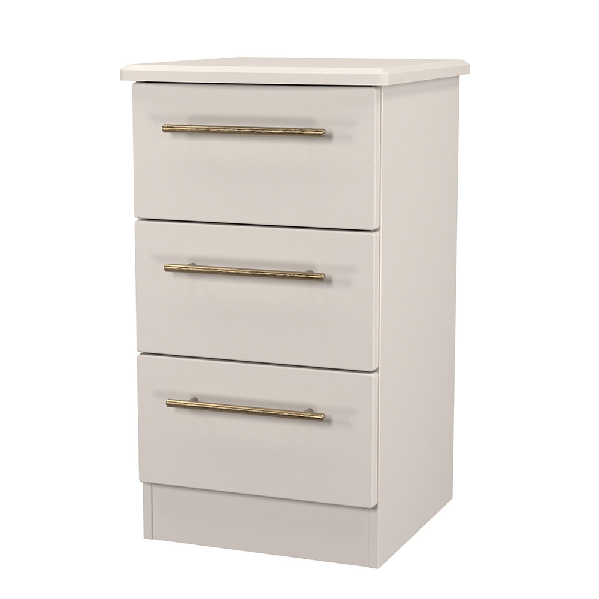 Haworth Bedside Cabinet - 3 Drawer - Cashmere