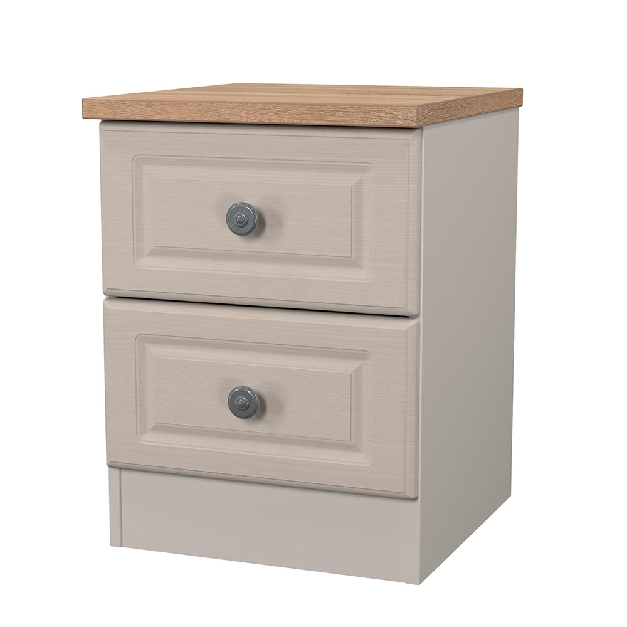 Norfolk Bedside Cabinet - 2 Drawer - Cashmere and Oak