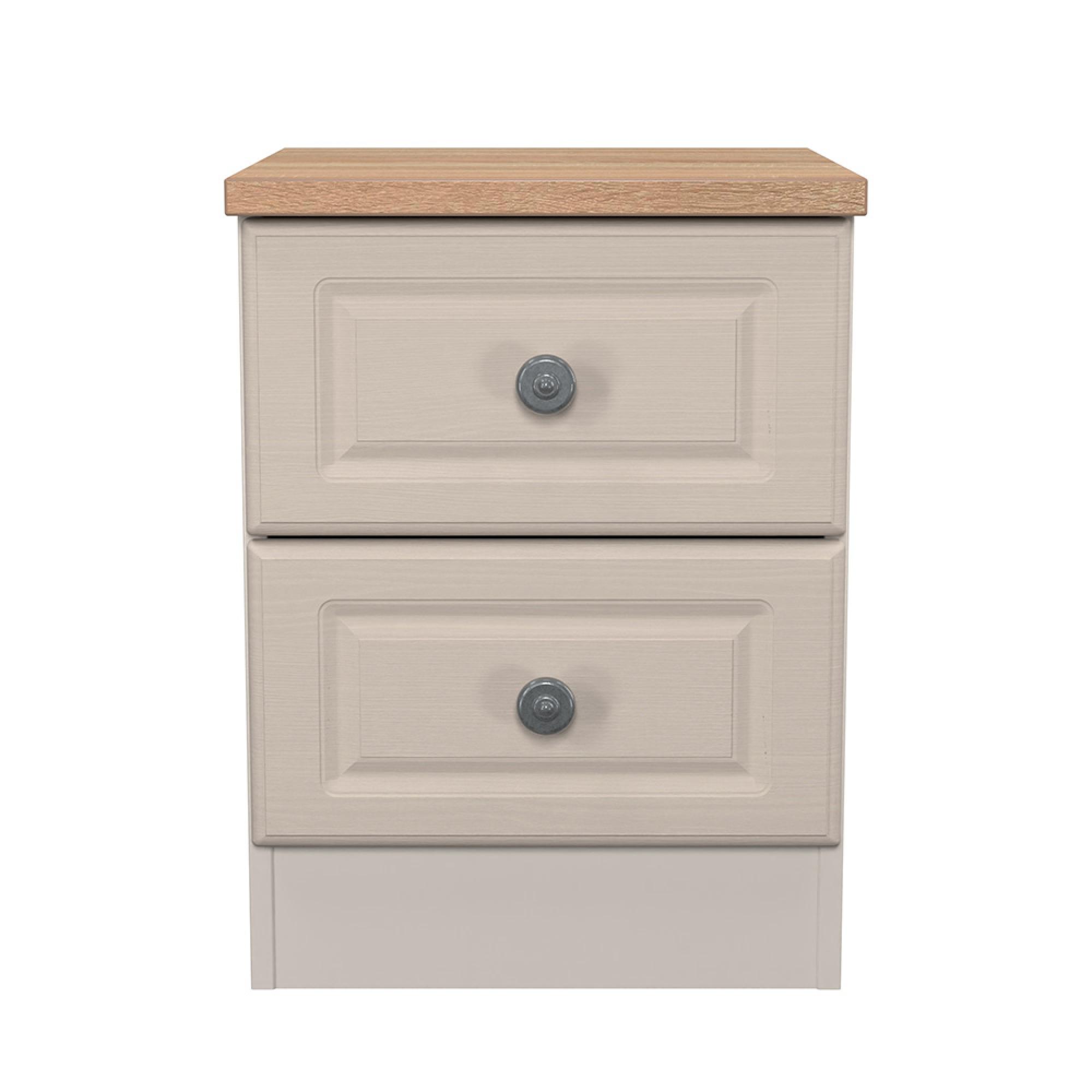 Norfolk Bedside Cabinet - 2 Drawer - Cashmere and Oak