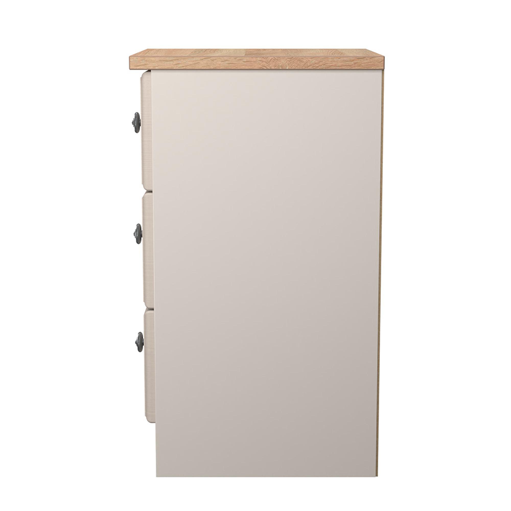 Norfolk Bedside Cabinet - 3 Drawer - Cashmere and Oak