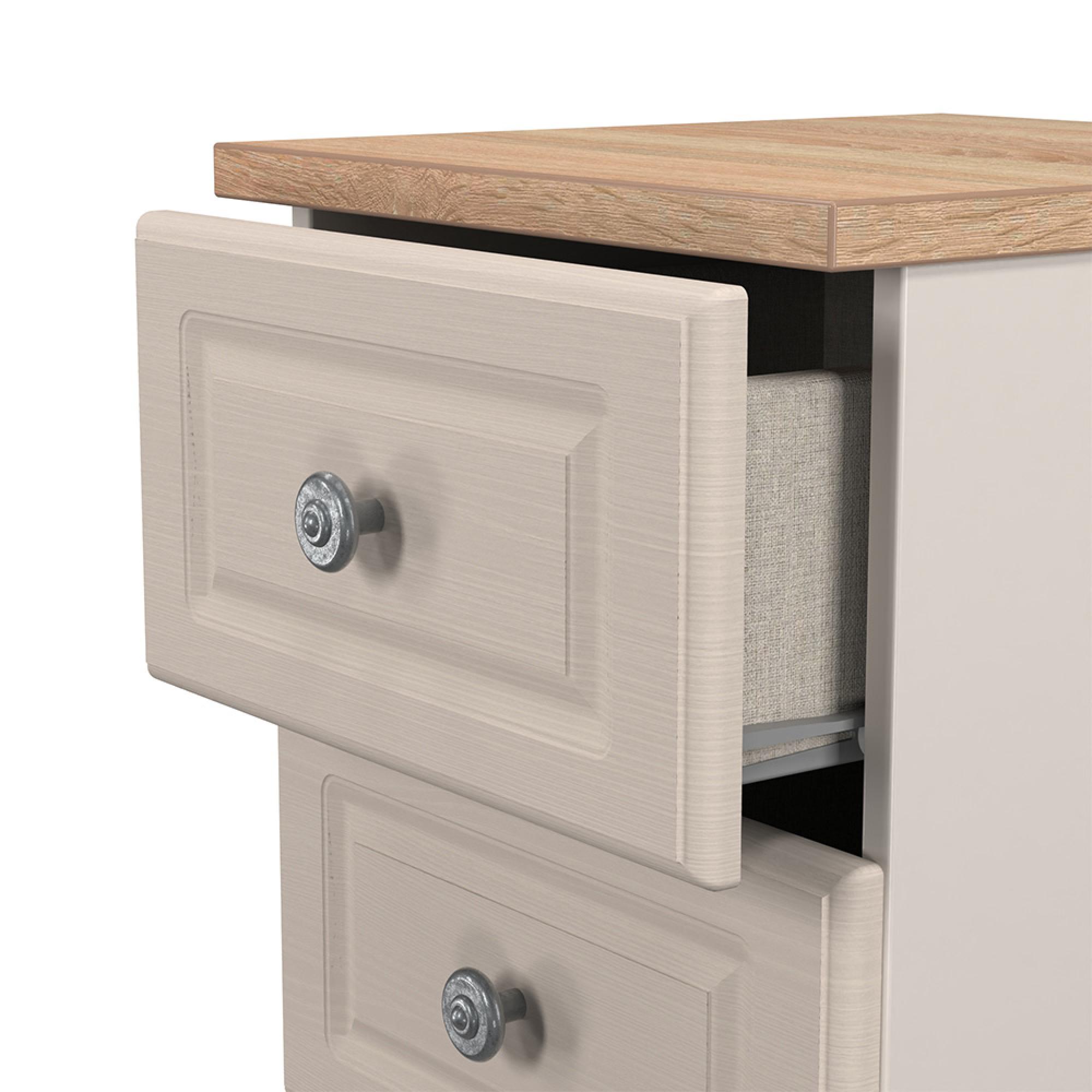 Norfolk Bedside Cabinet - 3 Drawer - Cashmere and Oak